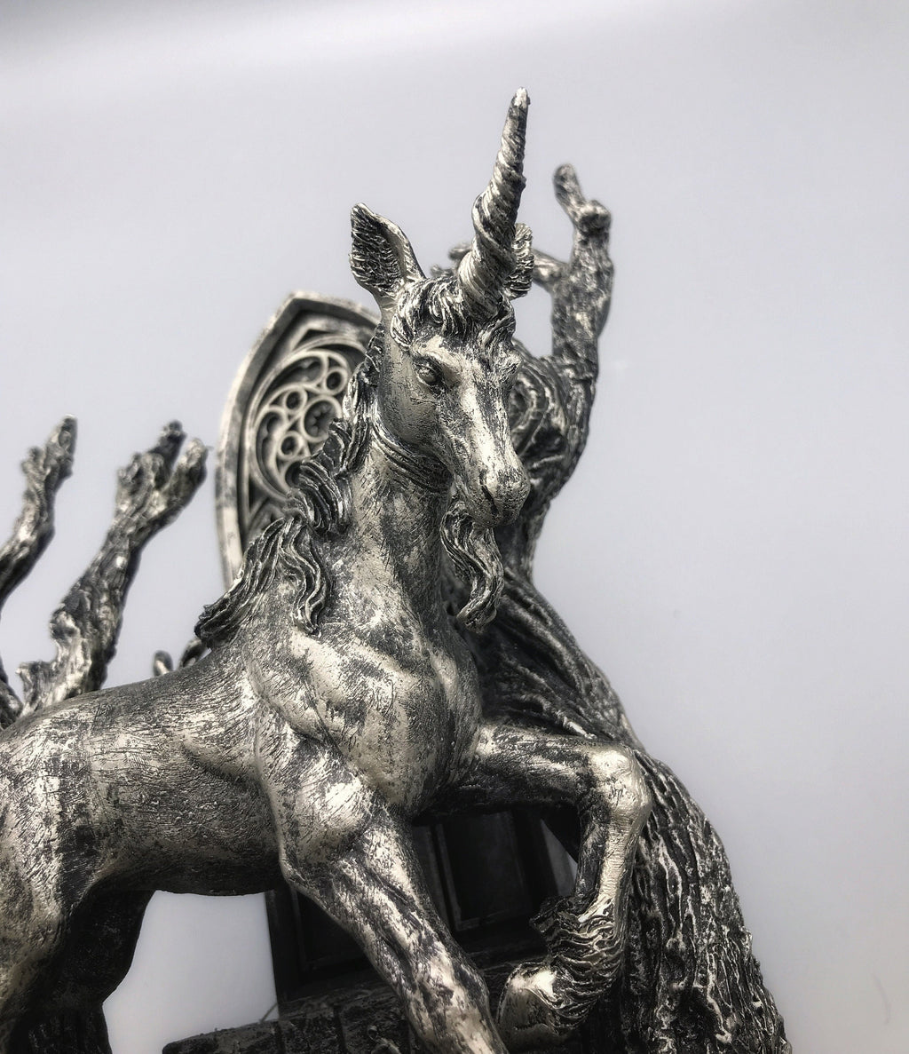Unicorn Statue, Hand Painted Resin Sculpture | Mythical Creature Figurine | Unique Legendary Guardian Spirit Figurine. Fantasy Art Decor