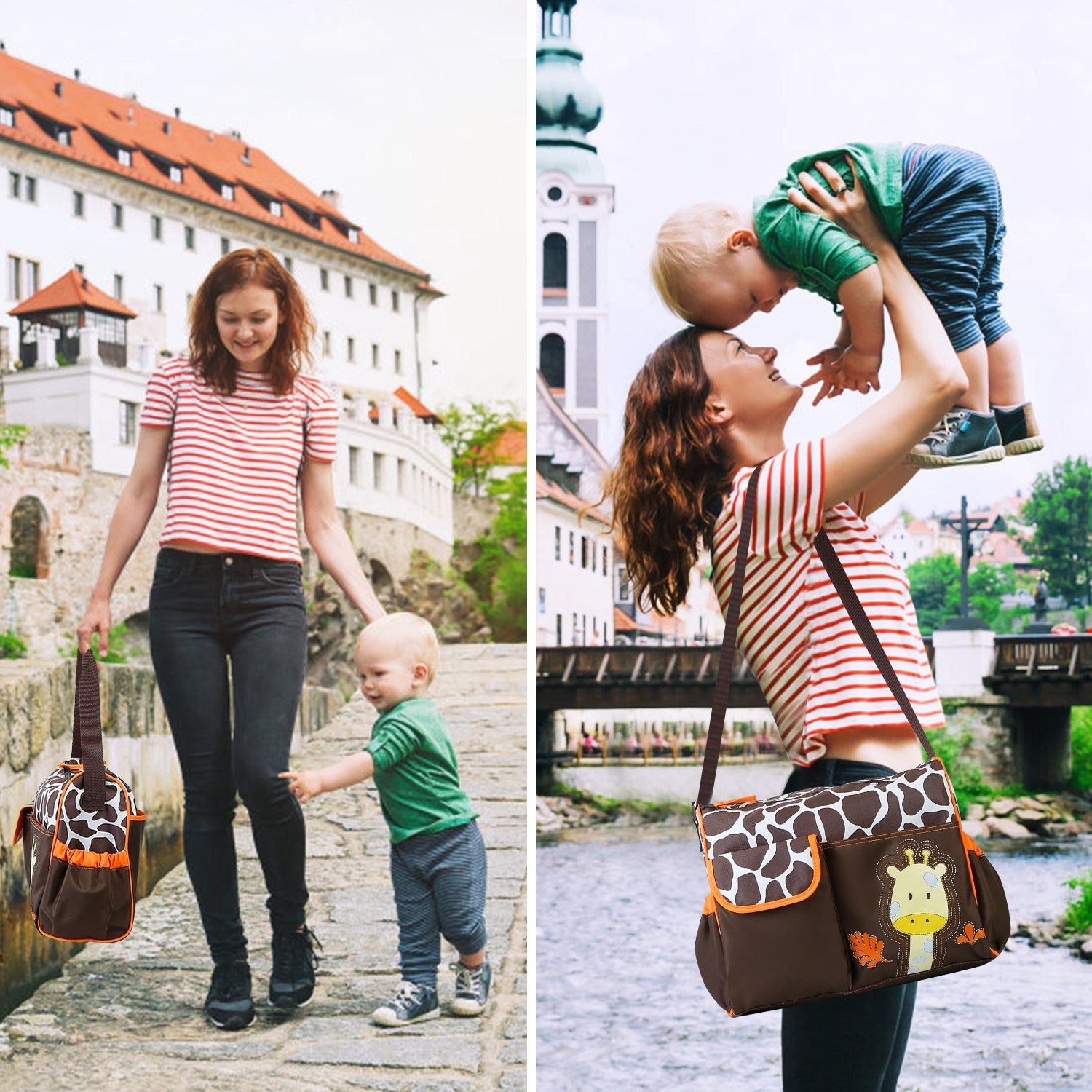 Baby Nappy Diaper Bags Mummy Diaper Duffel Shoulder Bags w/ Wipeable Diaper Changing Pad Transparent Bag Travel Tote Handbags For Overnights