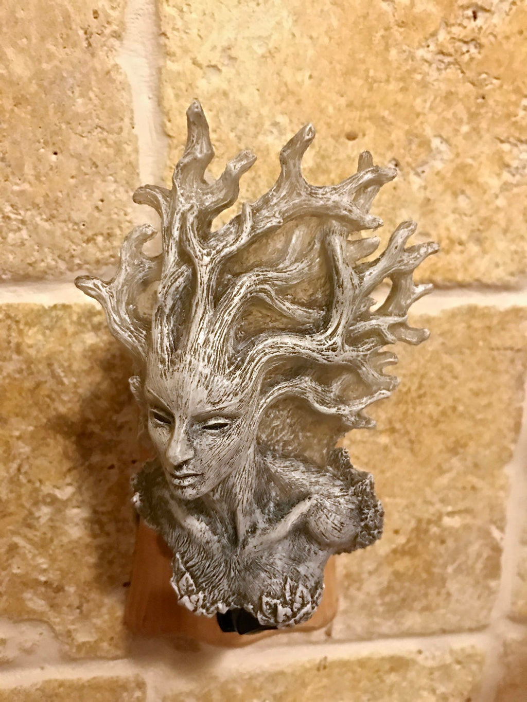 Dryad Nightlight, Hand Painted Resin Sculpture | Medieval Gothic Night Light |  Dryad Tree Spirit Lighting for Gothic Fantasy Home Decor