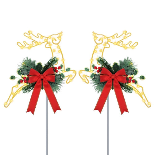 2-Pack LED Christmas Reindeer Pathway Stake Lights – Battery Powered