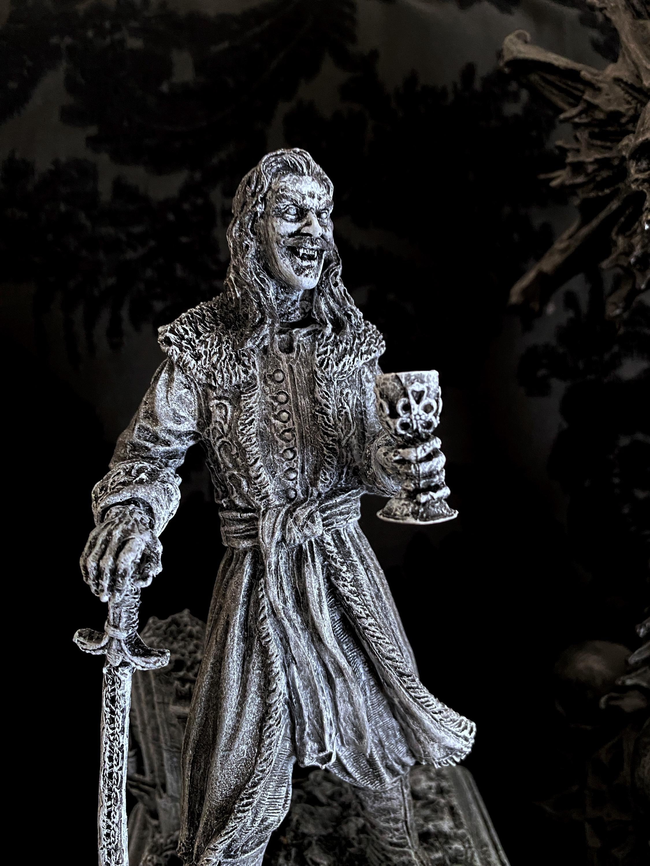 Dracula: Vlad the Impaler Statue, Hand Painted Resin Sculpture | Legendary Vampire Figurine |Undead Vlad Tepes |Gothic Gift and Spooky Decor