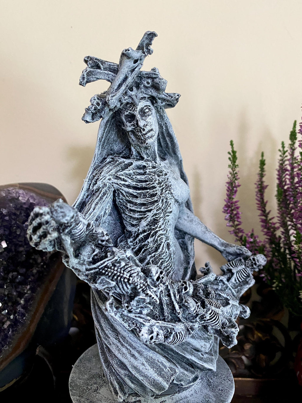 Hel, Goddess of Death and the Underworld Bust, Hand Painted Resin Sculpture | Pagan Goddess Figurine | Altar Statue for Gothic Home Decor