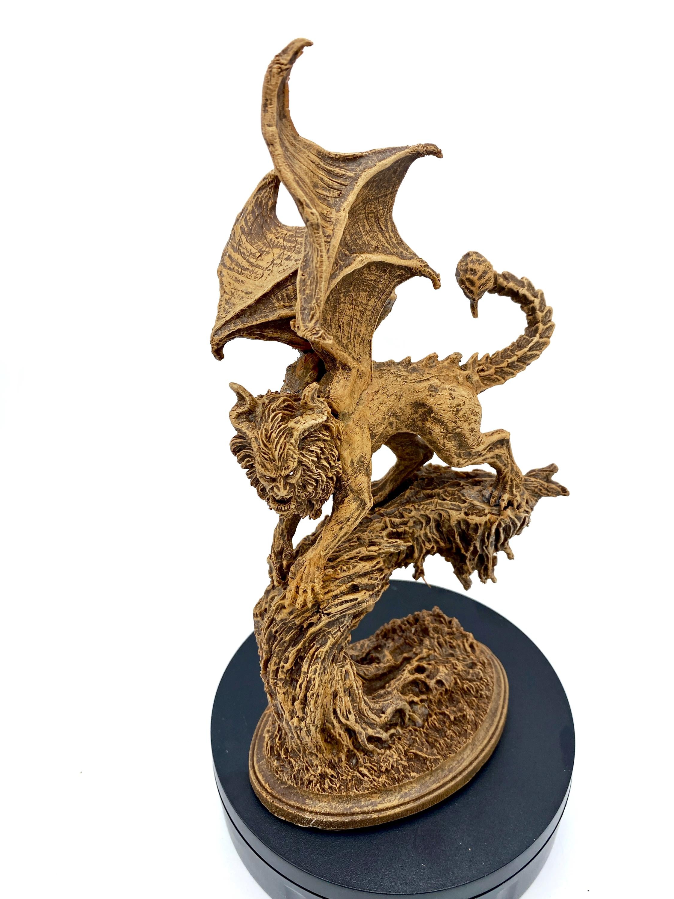 Manticore Statue, Hand Painted Resin Sculpture | Mythical Creature Figurine | Unique Legendary Manticore Monster Figurine. Fantasy Art Gift