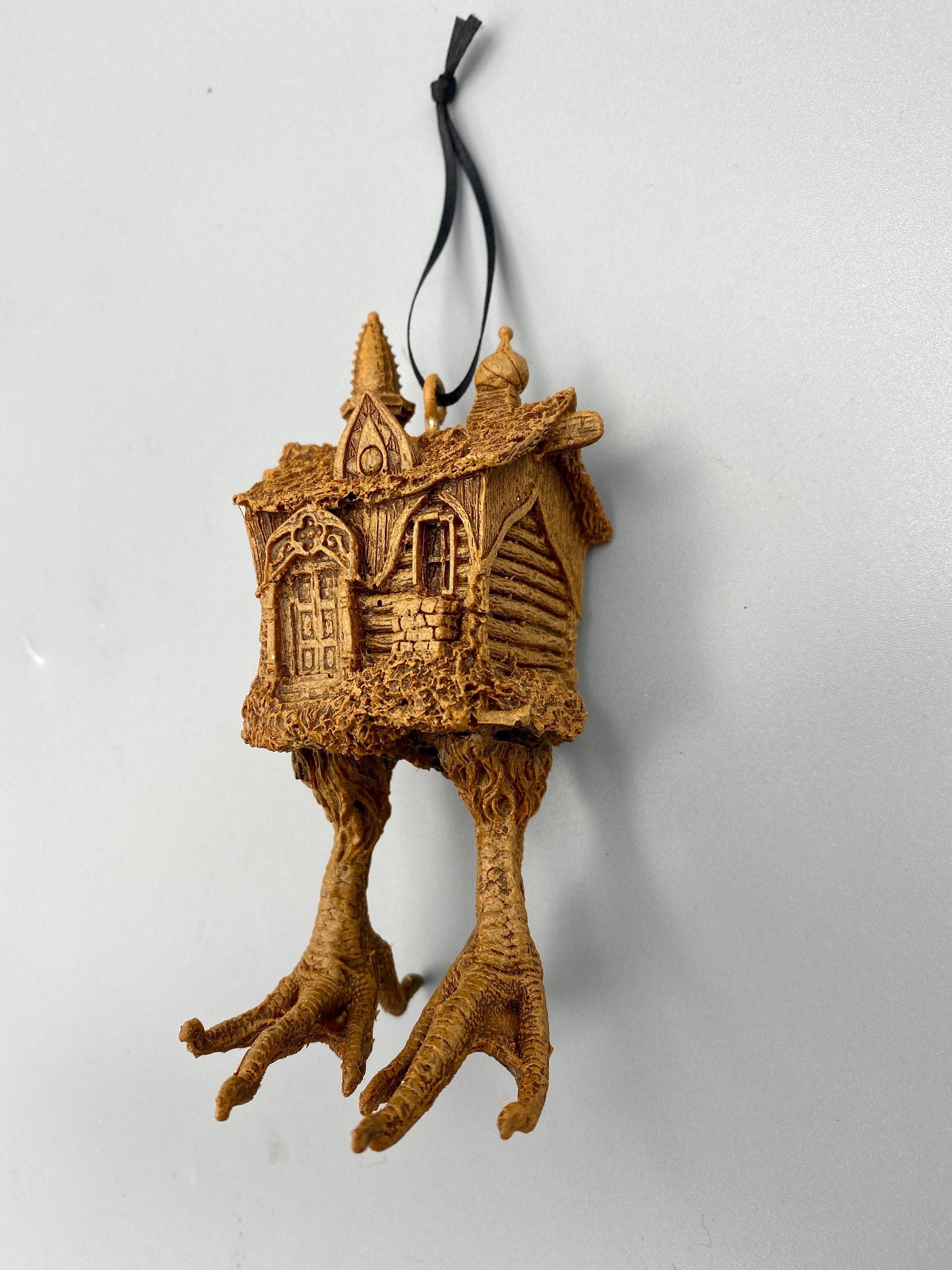 Baba Yaga Hut Ornament, Hand Painted Resin Sculpture | Russian Folklore Figurine | House Ornament | Fantasy Art for Witchy Holiday Decor