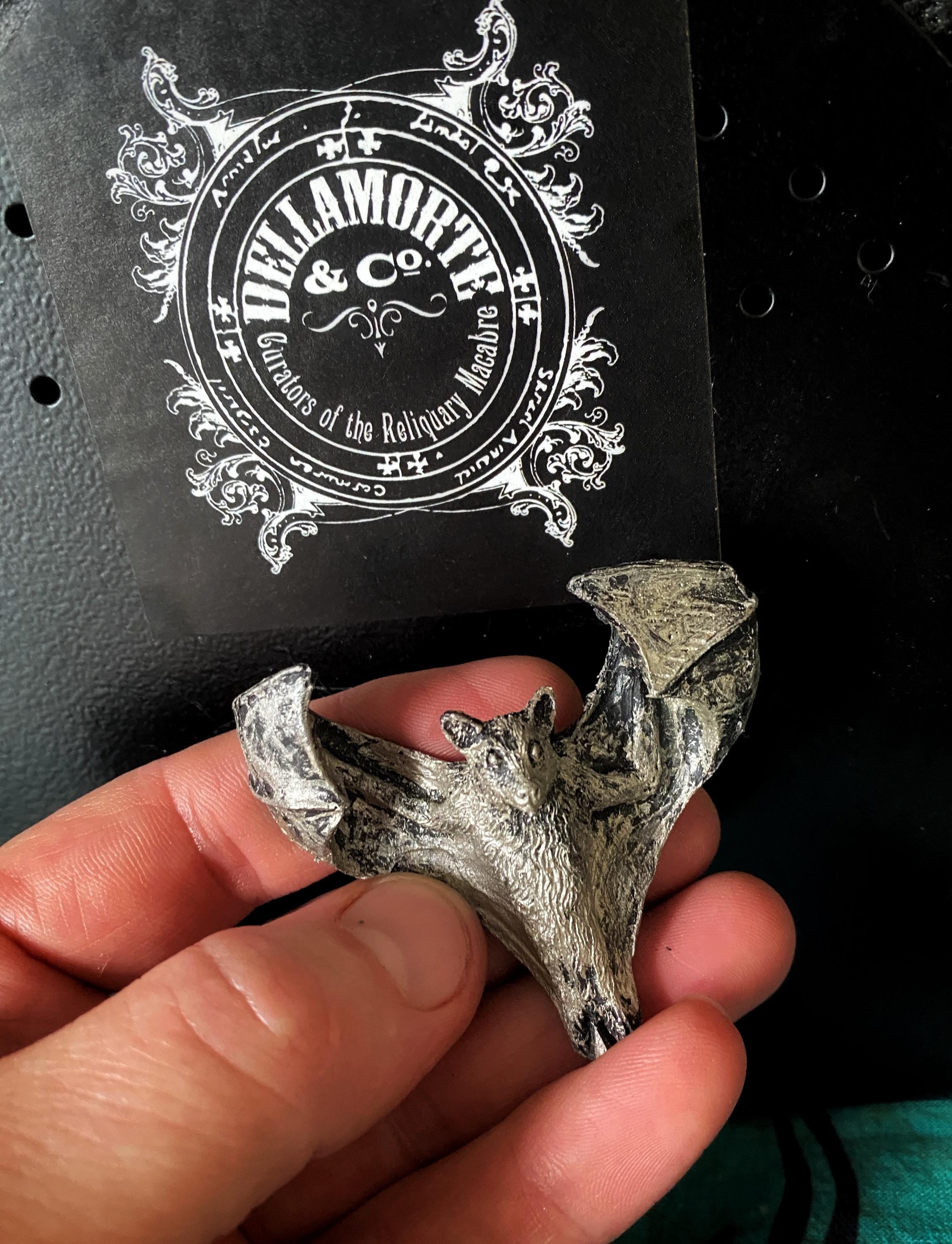 Soaring Fruit Bat Magnet, Hand Painted Resin Sculpture | Mythic Fantasy Decor | Vampire Bat Magnet for Fantasy and Gothic Decor