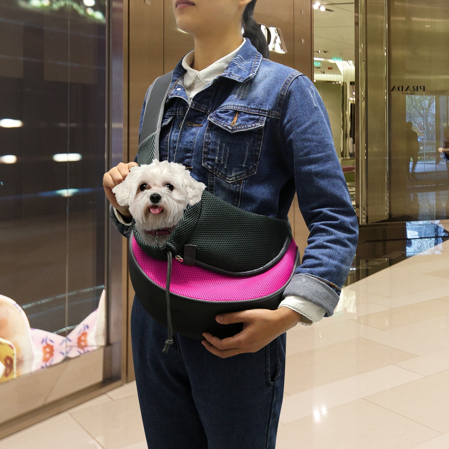 Pet Carrier for Dogs Cats Hand Free Sling Adjustable Padded Strap Tote Bag Breathable Shoulder Bag Carrying Small Dog Cat