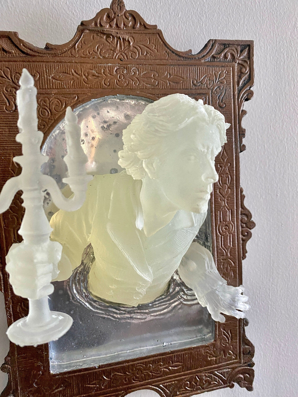 Gentleman Ghost in the Mirror Wall Plaque, Large Version, Glow in the Dark | Victorian Gothic Wall Art | for Halloween and Spooky Home Decor