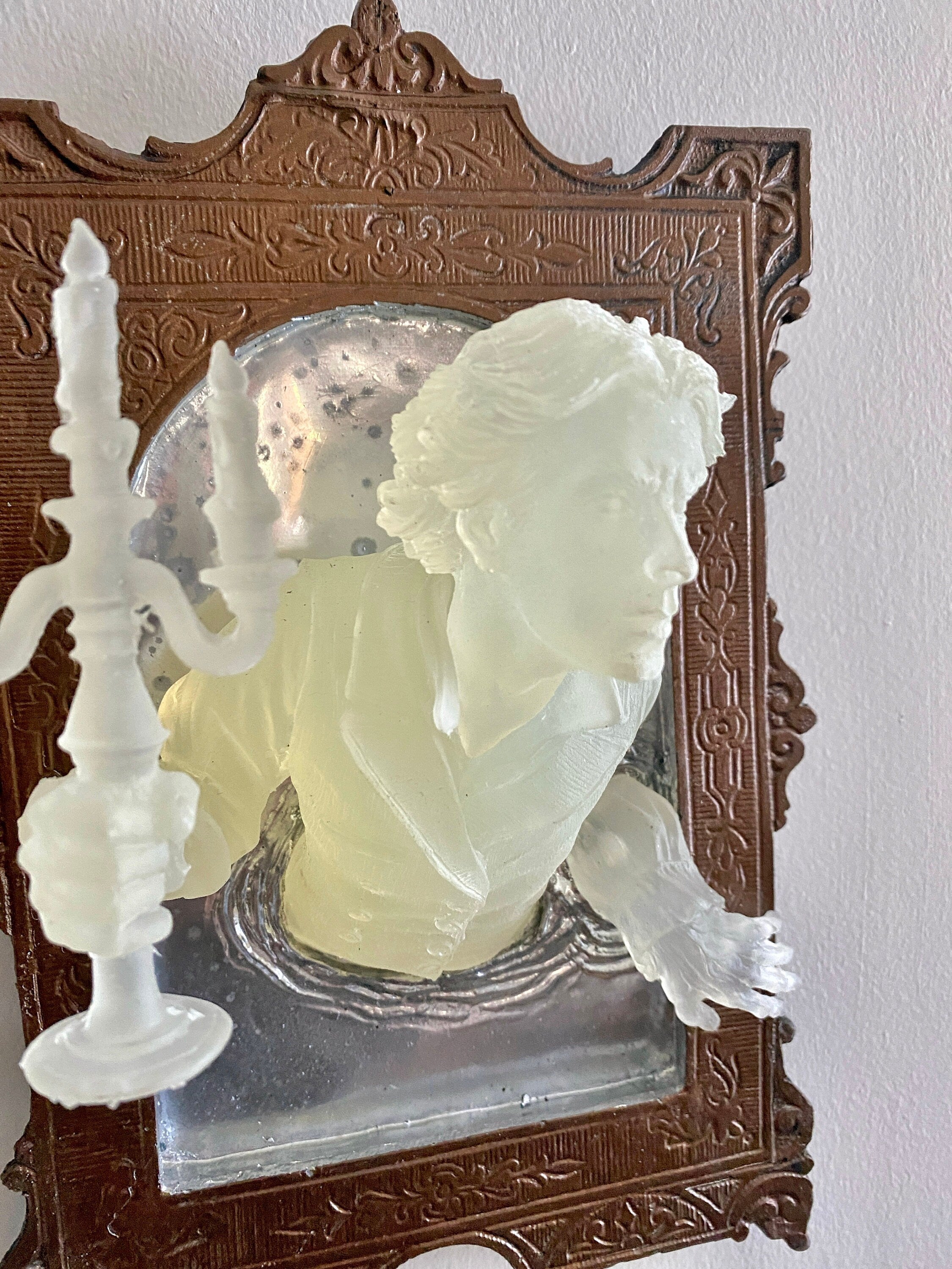 Gentleman Ghost in the Mirror Wall Plaque, Large Version, Glow in the Dark | Victorian Gothic Wall Art | for Halloween and Spooky Home Decor