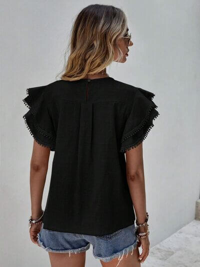 Denise Ruffle Cap Sleeve Blouse – Elegant Top for Work & Everyday