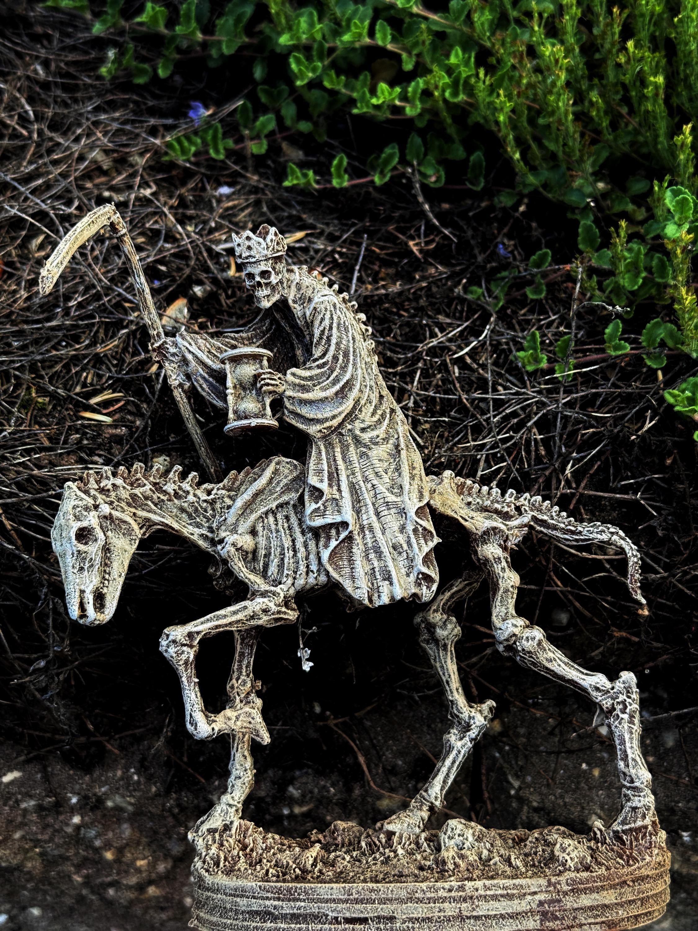 Triumph of Death: Grim Reaper on Skeletal Horse Statue, Hand Painted Resin Figurine, Horror Art |Gift for Gothic and Dark Fantasy Collectors