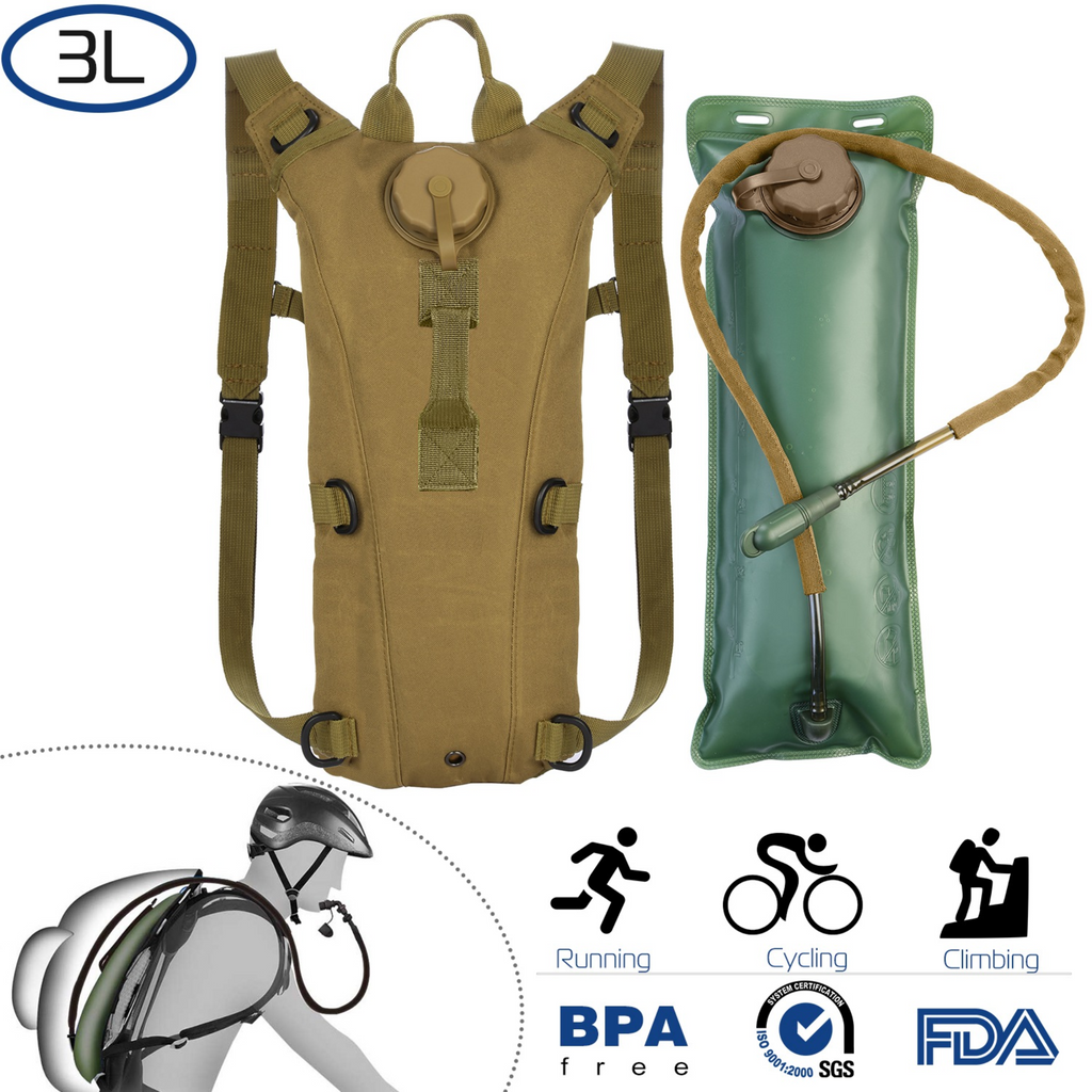 iMounTEK Tactical Hydration Pack 3L Water Bladder Adjustable Water Drink Backpack for Hiking Cycling Climbing Running