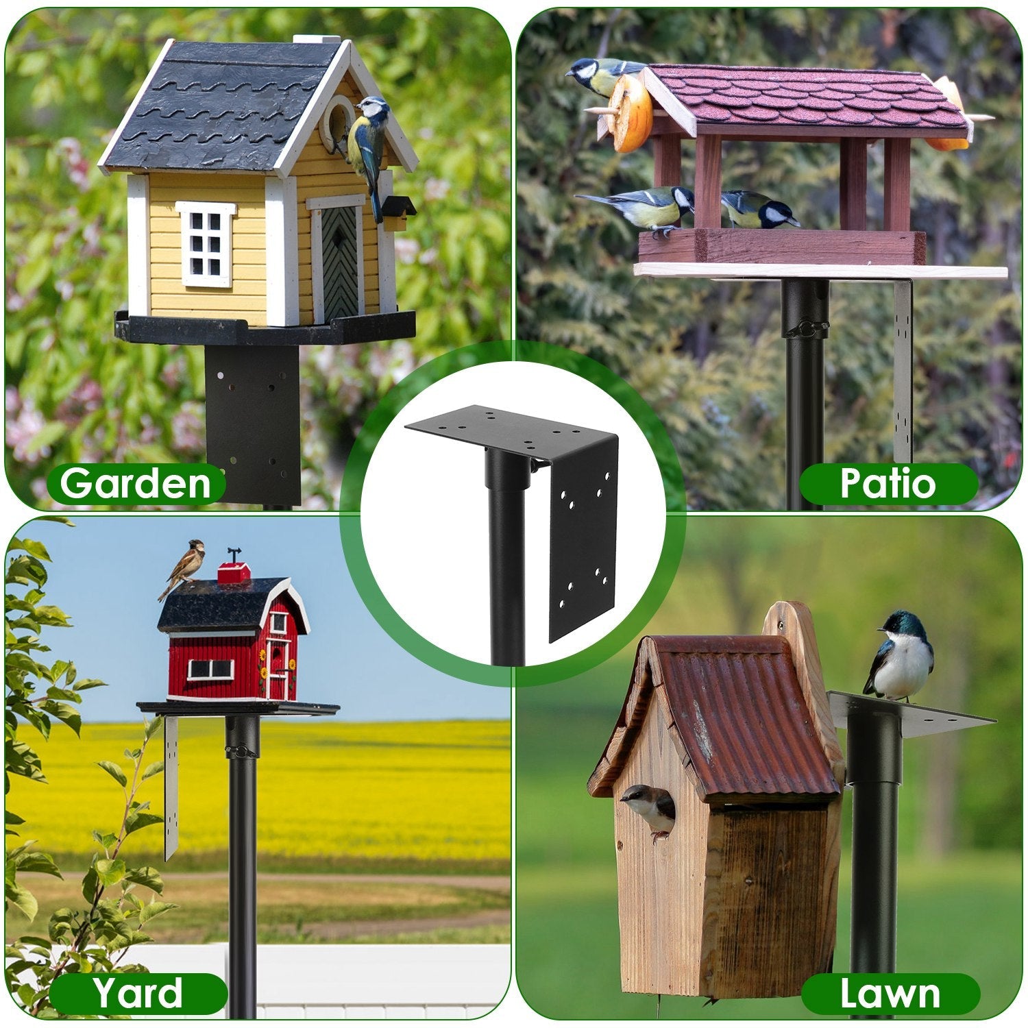 79.92in Bird House Pole Kit Height Adjustable Bird Feeder PoleÊMount Kit Heavy Duty Bird House Pole Set with 5 Prongs Base for Bird House Bird Feeder