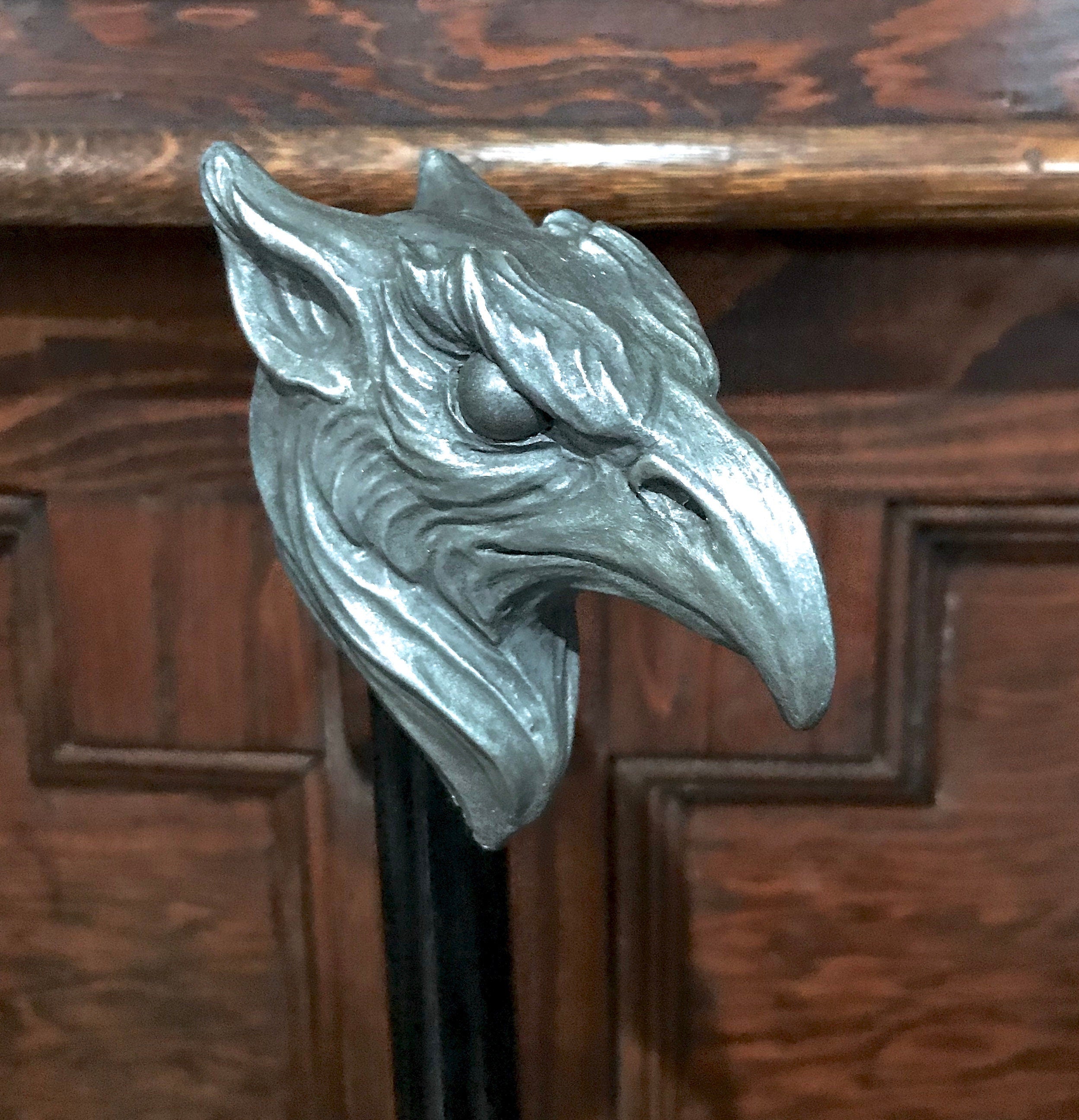 Griffin Cane, Hand Sculpted Walking Stick | Medieval Gothic Cane | Fantasy Cosplay Gryphon Head Cane, Gothic Accessory