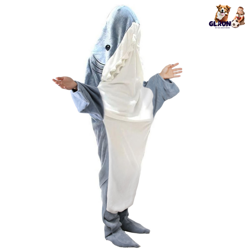 Wearable Shark Sleeping Bag Shark Onesie X-XXL Size Soft Comfortable Flannel Blanket With Zipper Suitable For Adult Children Height 4.2FT to 5.5FT