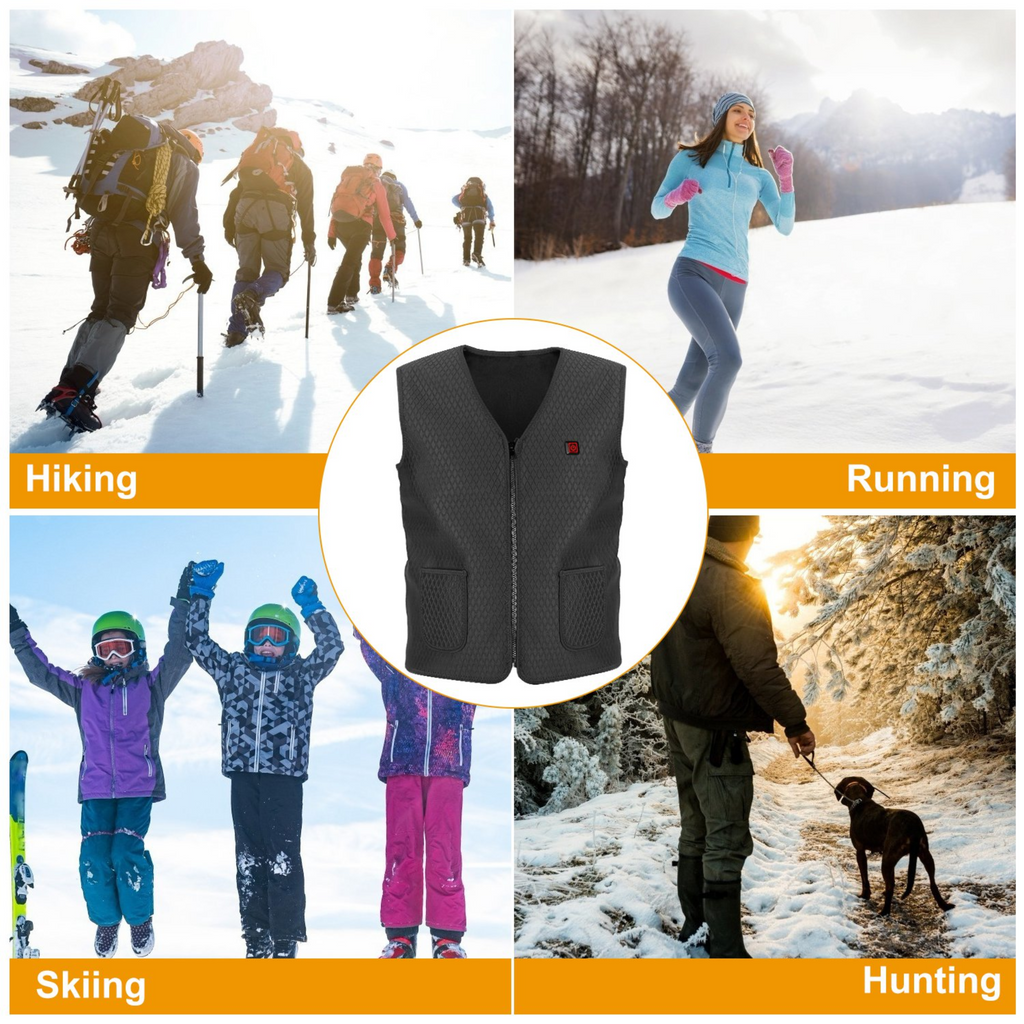 Heat Jacket Vest 3 Heating Gear Adjustable USB Heated Vest Warm Heat Coat Vest w/ 5 Heating Zones For Men Women Winter Outdoor Activity