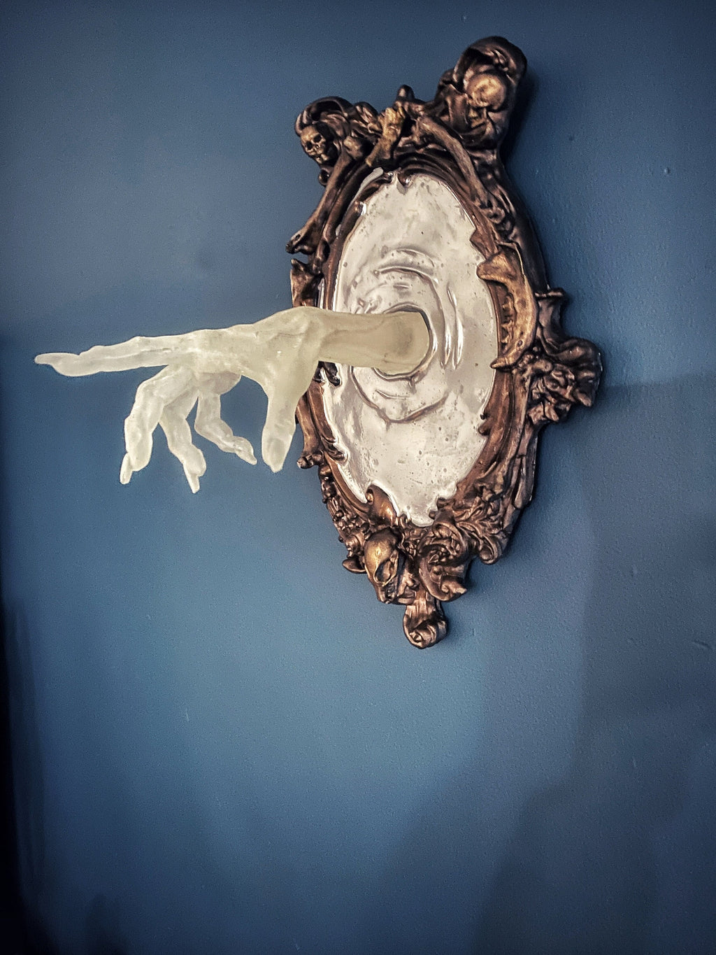 Spectral Hand Wall Plaque, Large Version, Glow in the Dark | Victorian Gothic Haunted Wall Art |Ghost Hand for Halloween, Spooky Home Decor