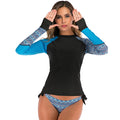 Women 2 Piece Long Sleeve Swimsuit Swim Shirt Bathing Wetsuit Printed Surfing Swimwear Top