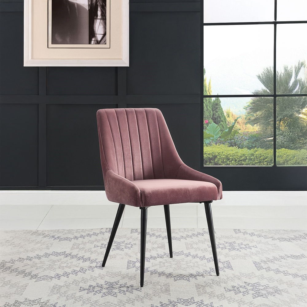 Riley - Side Chair (Set of 2) - Pink Fabric & Black