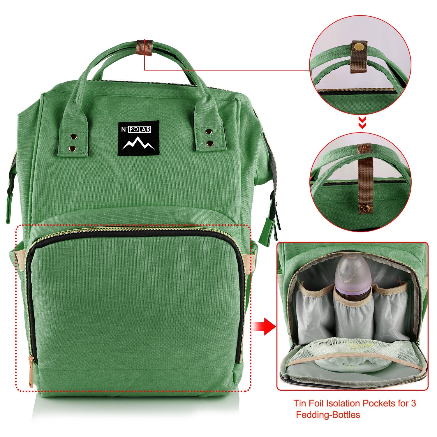 Mummy Diaper Bag Backpack Water-Resistant Large Capacity Travel Nappy Backpack Baby Nursing Handbag for Mom Dad Baby Care