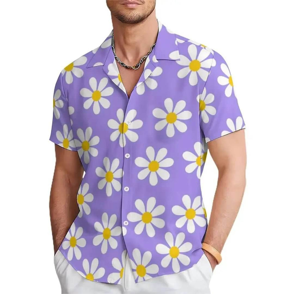 Men's Floral Print Casual Shirt – Unique Design Button-Up