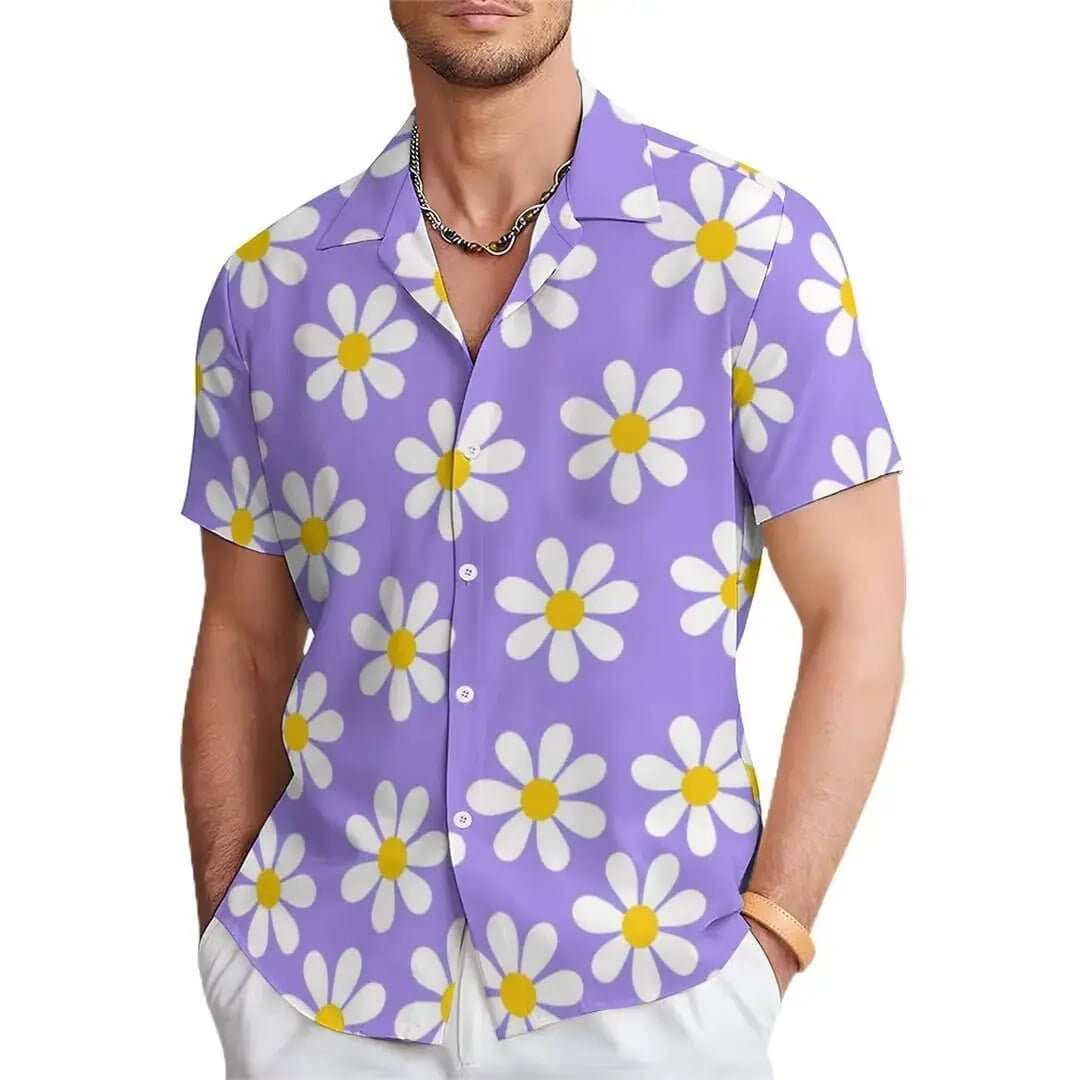 Men's Floral Print Casual Shirt – Unique Design Button-Up