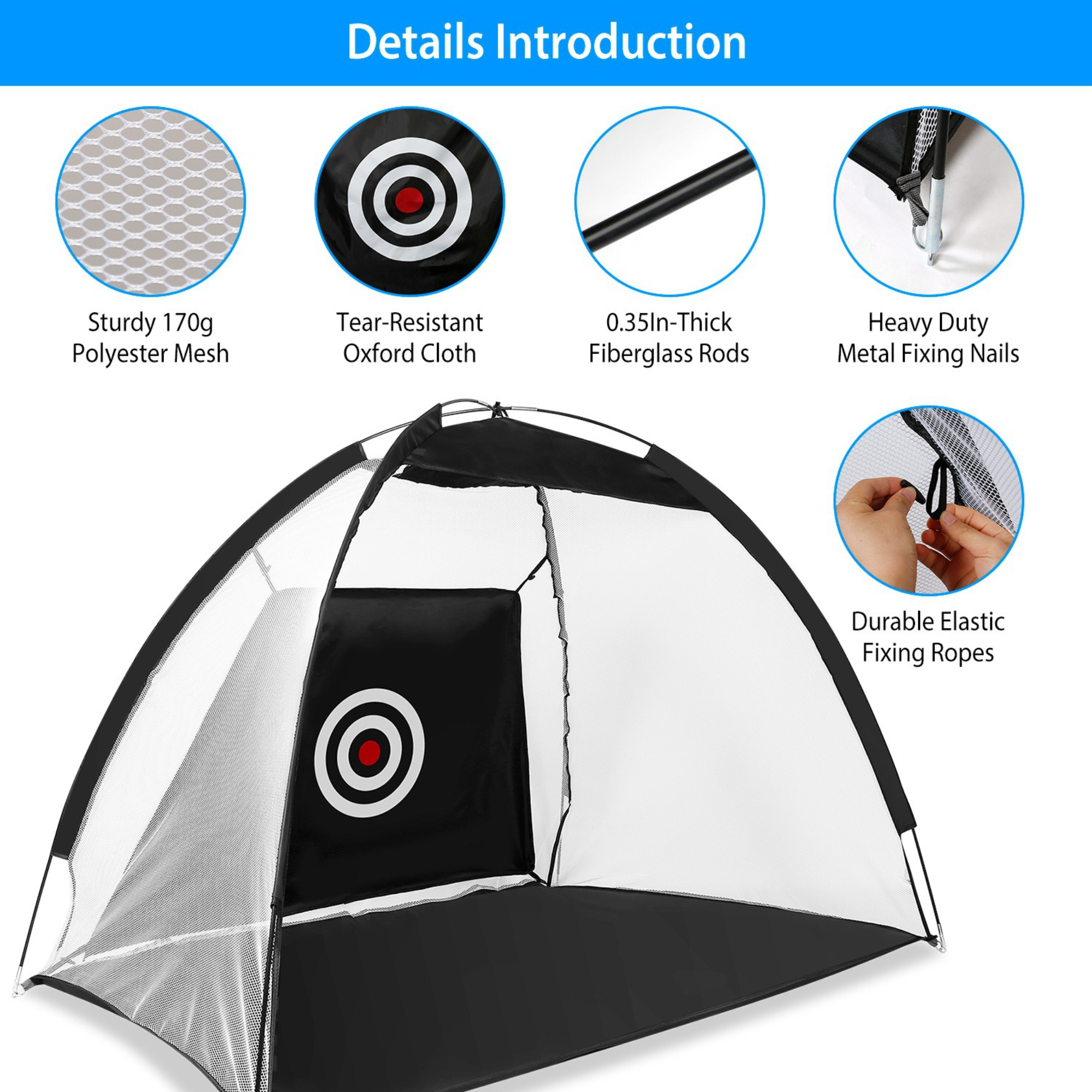 Golf Training Net with Target Cloth & Carry Bag – Indoor/Outdoor Practice