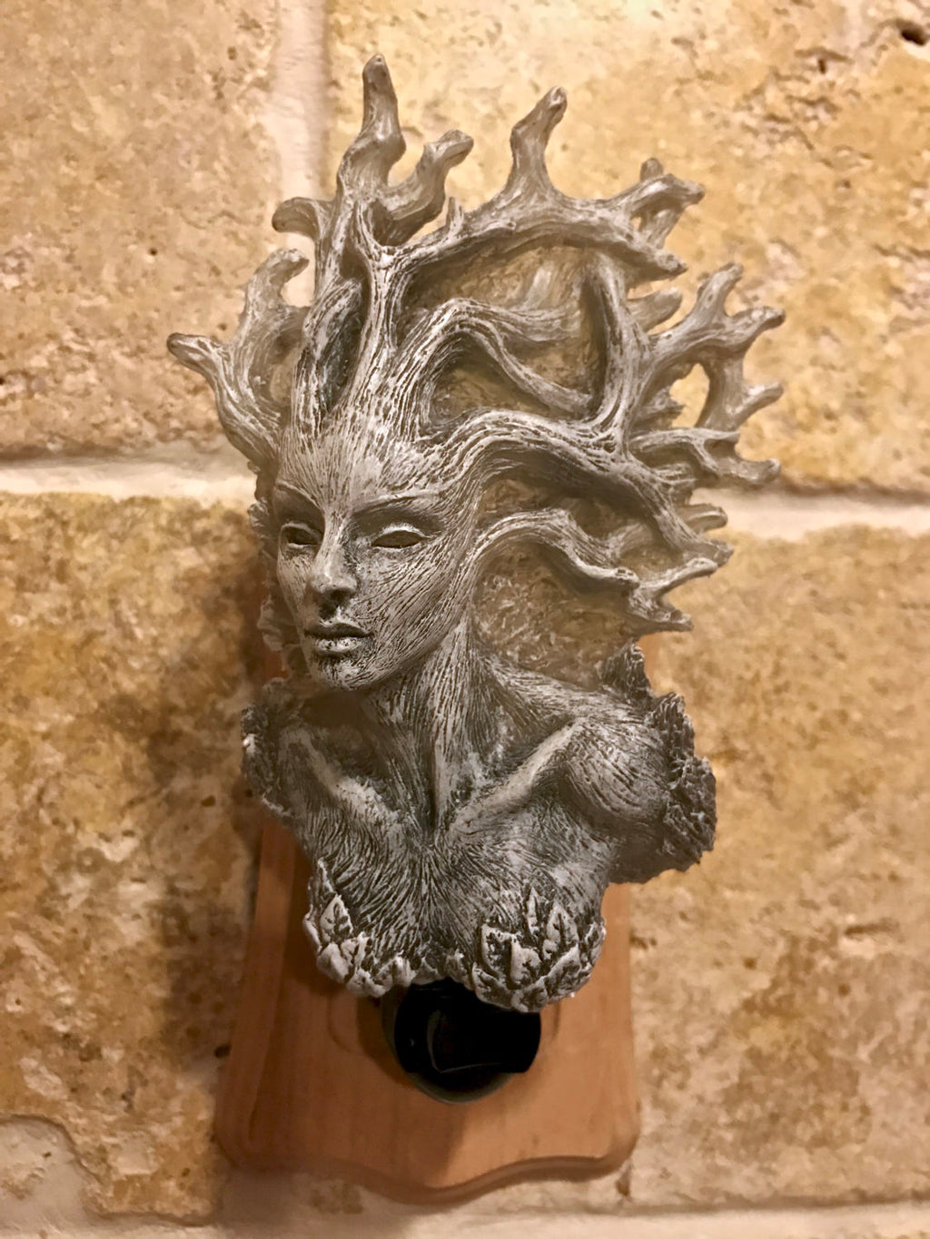 Dryad Nightlight, Hand Painted Resin Sculpture | Medieval Gothic Night Light |  Dryad Tree Spirit Lighting for Gothic Fantasy Home Decor