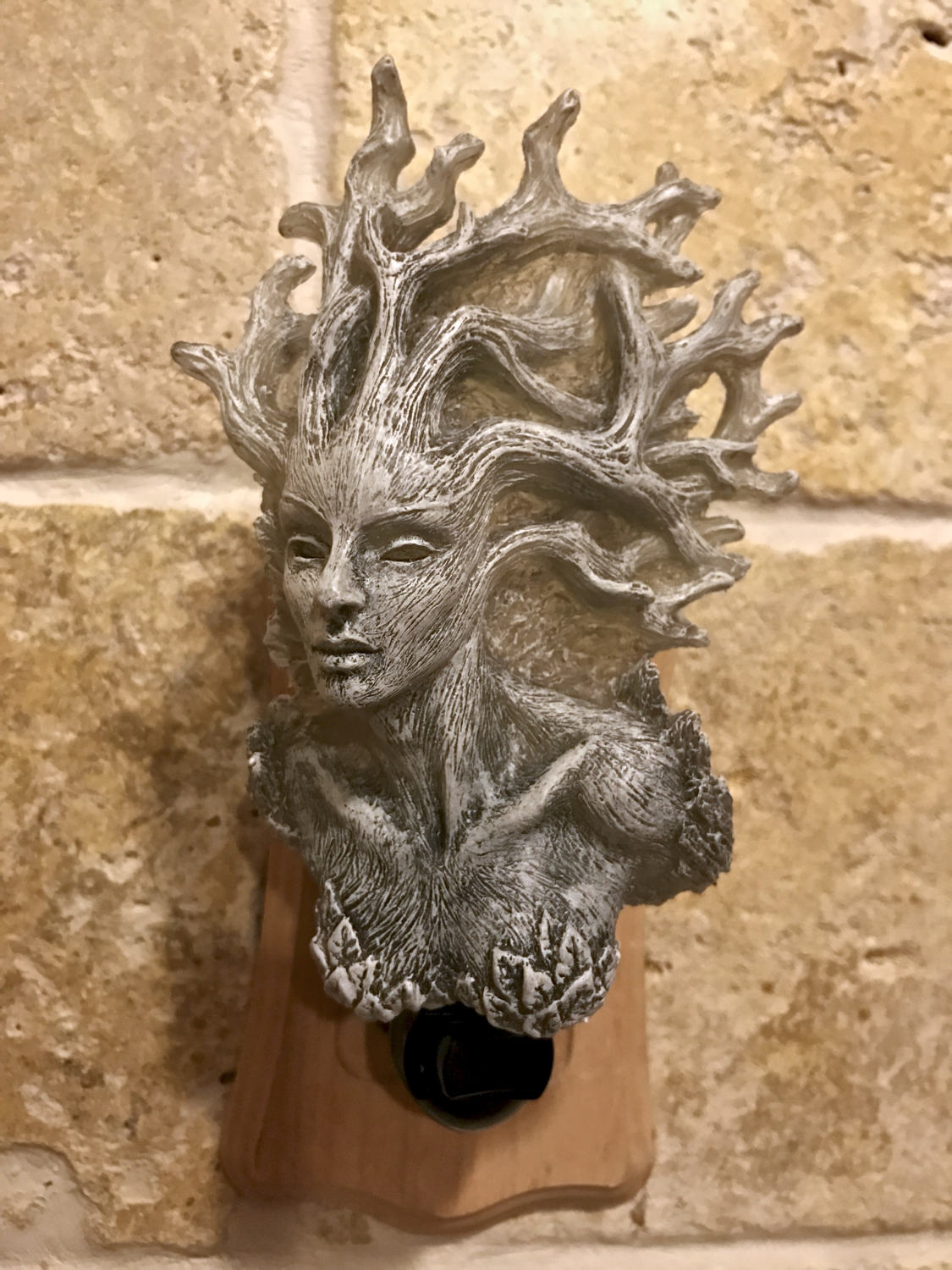 Dryad Nightlight, Hand Painted Resin Sculpture | Medieval Gothic Night Light |  Dryad Tree Spirit Lighting for Gothic Fantasy Home Decor