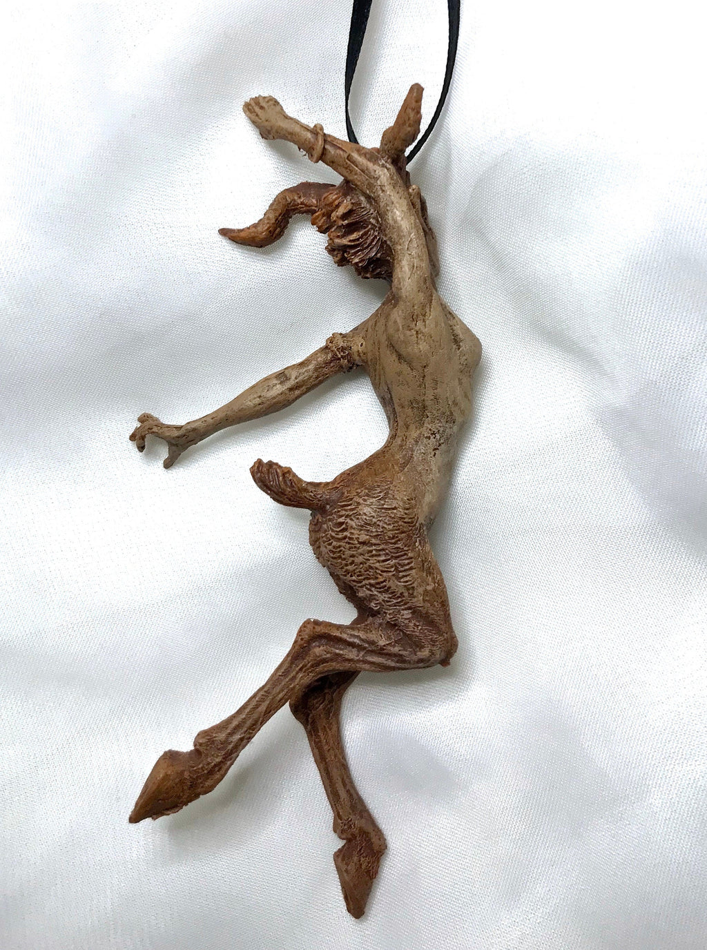 Faun Ornament, Hand Painted Resin Sculpture | Mythical Forest Creature Figurine | Woodland Female Satyr Ornament for Fantasy Art Decor