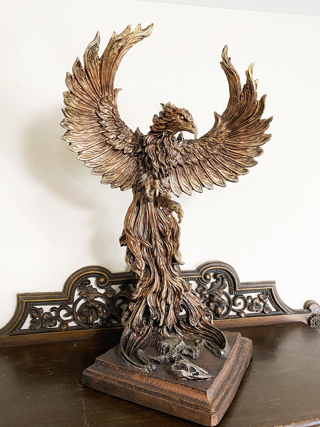Phoenix Rising Statue, Large Version | Mythical Creature Figurine | Unique Legendary Flaming Phoenix Figurine. Fantasy Art Decor Gift