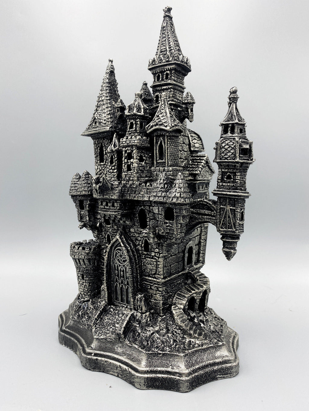 Castle Dracula, Gothic Hand Painted Resin Sculpture with LED Tea Light |Vampire Lair Gothic Statue |Gift for Gamers and Spooky Home Decor