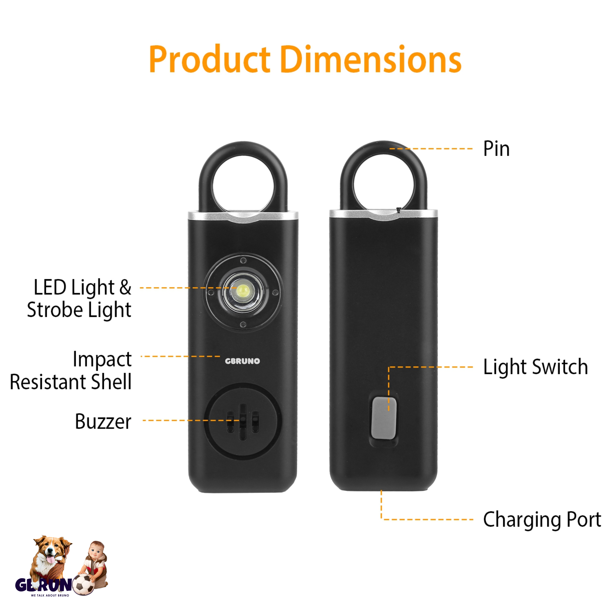 Rechargeable Personal Safety Alarm Portable 130dB Self-defense Siren with Strobe Light LED Light Carabiner Emergency Escape Tool for Women Kids Elderl
