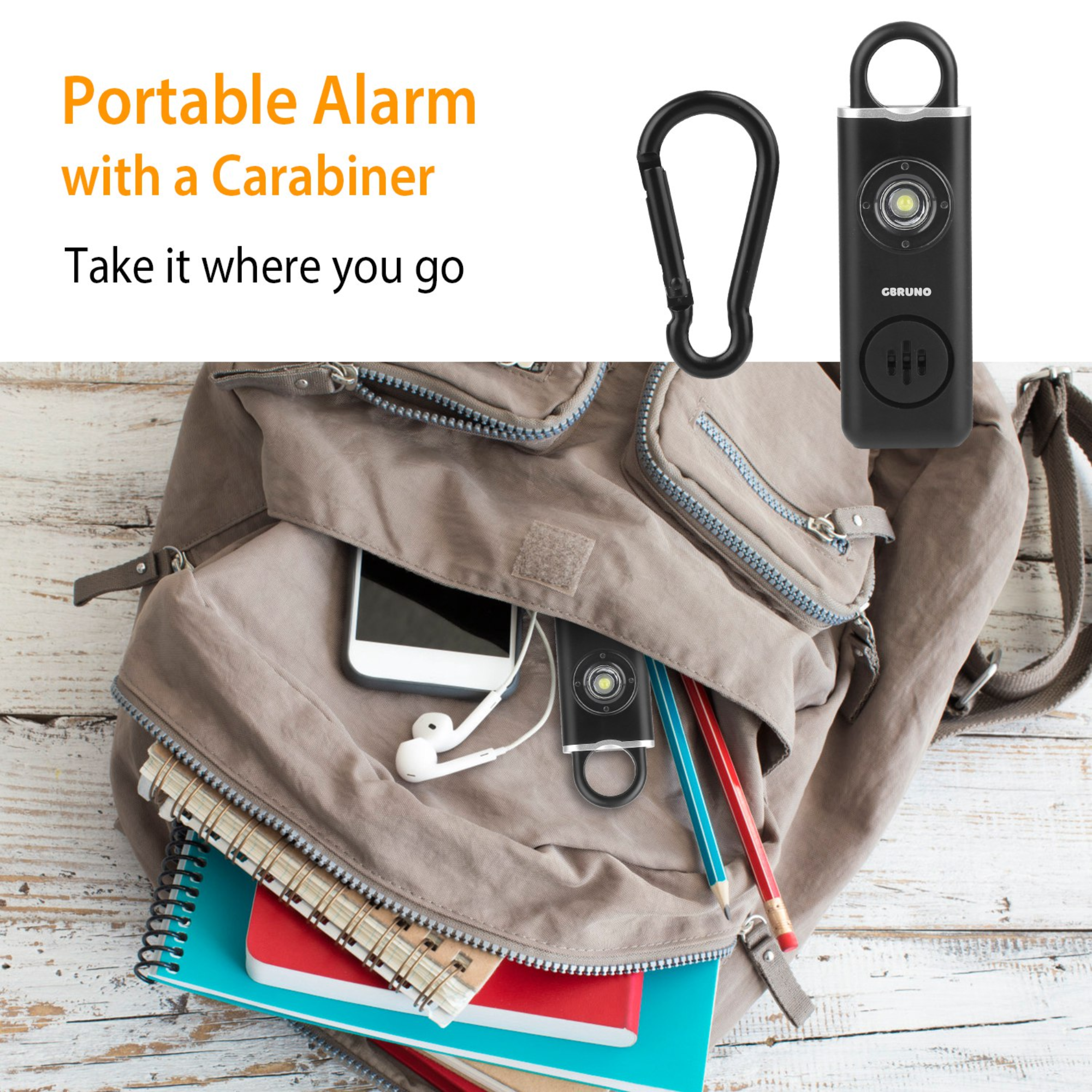 Rechargeable Personal Safety Alarm Portable 130dB Self-defense Siren with Strobe Light LED Light Carabiner Emergency Escape Tool for Women Kids Elderl