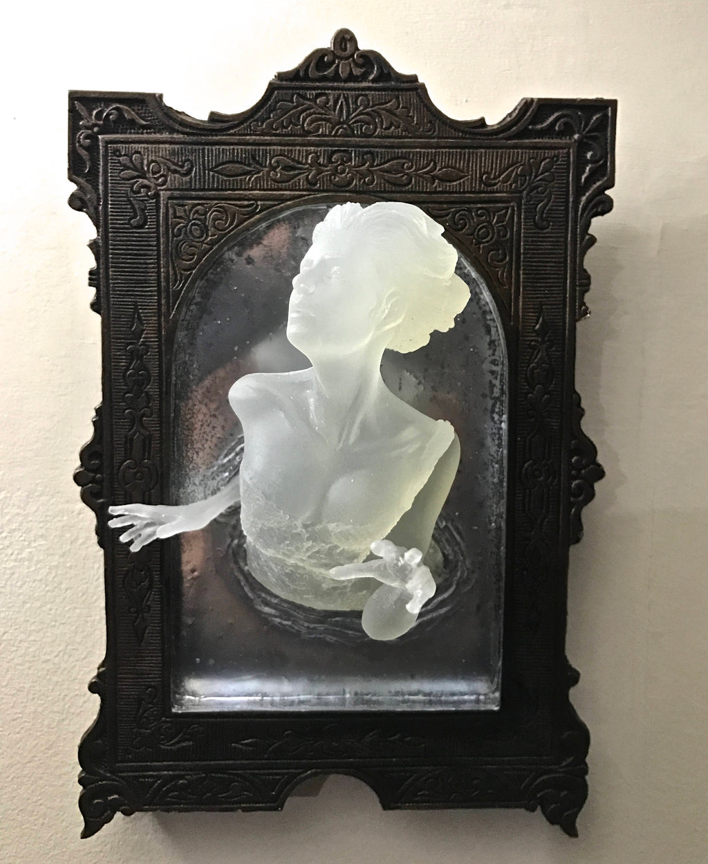 Ghost in the Mirror Wall Plaque, Glow in the Dark Resin | Victorian Gothic Haunted Wall Art |  Gift for Halloween and Spooky Home Decor