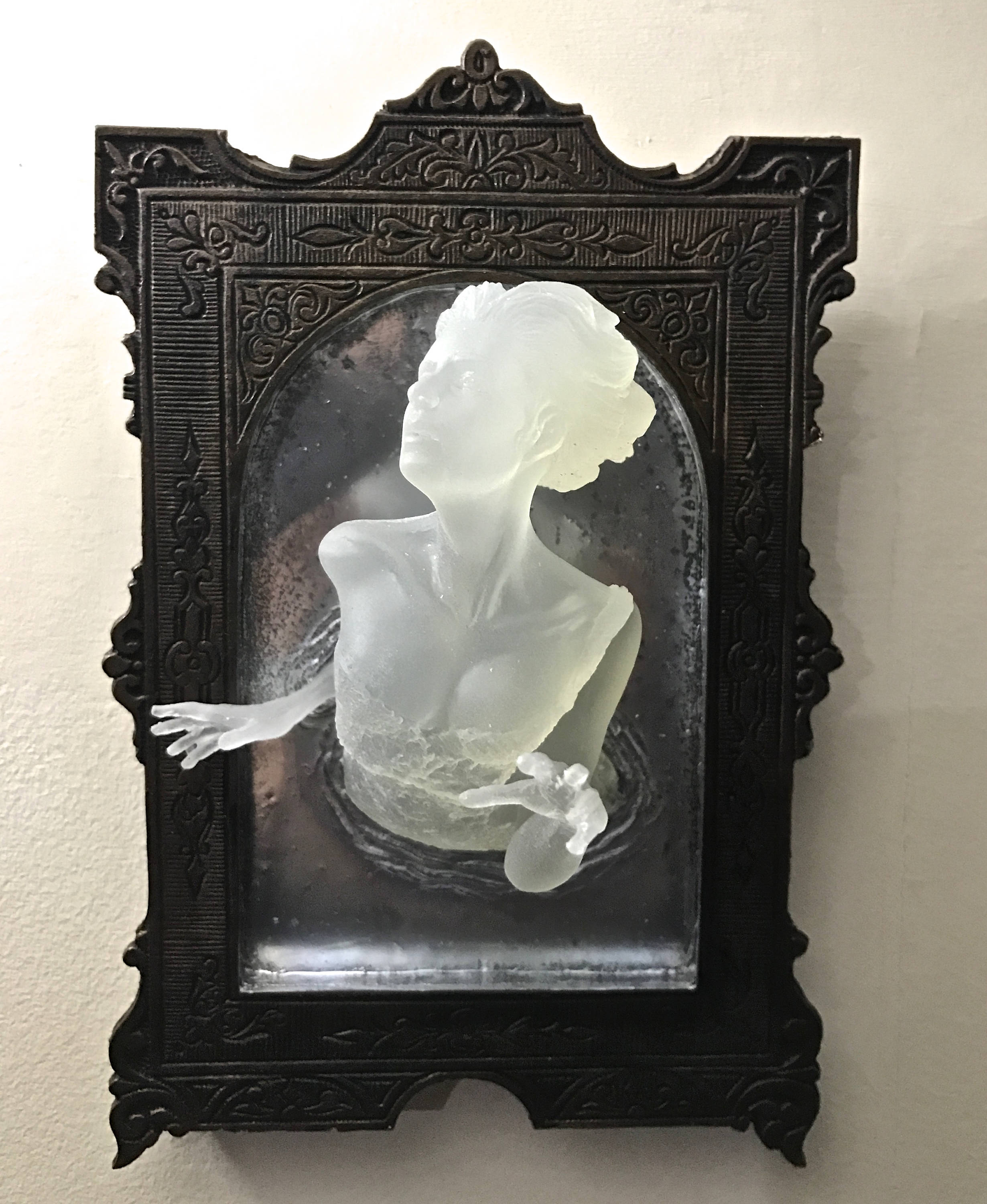 Ghost in the Mirror Wall Plaque, Glow in the Dark Resin | Victorian Gothic Haunted Wall Art |  Gift for Halloween and Spooky Home Decor