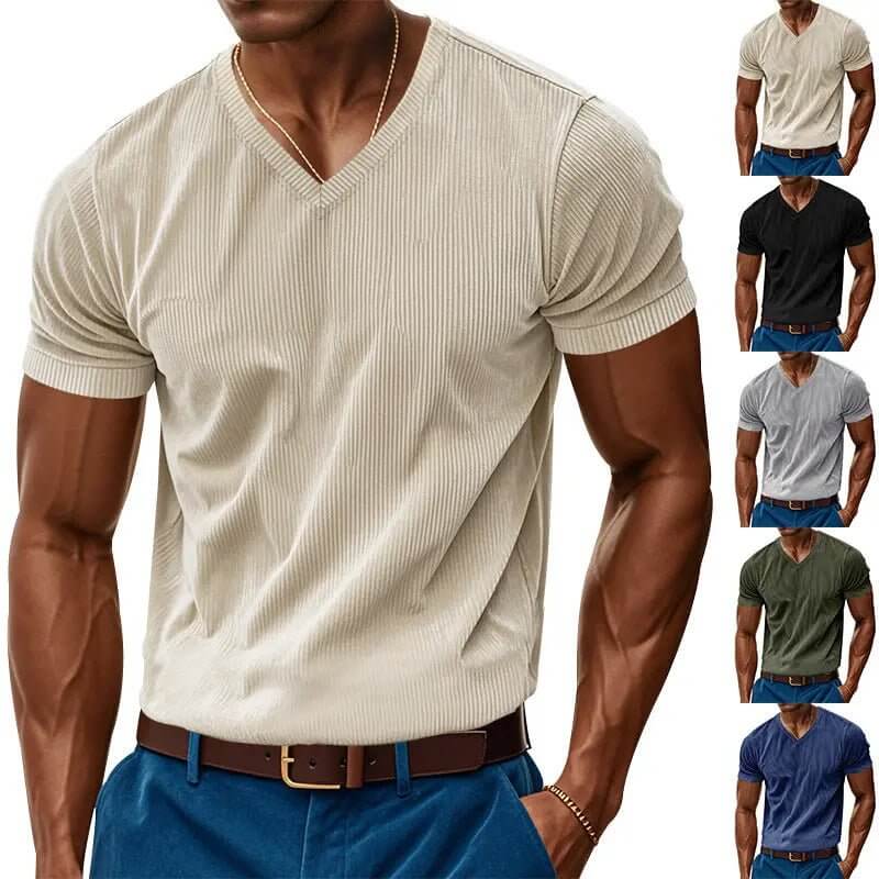 Men's V-Neck Short Sleeve Shirt – Loose Casual Everyday Tee