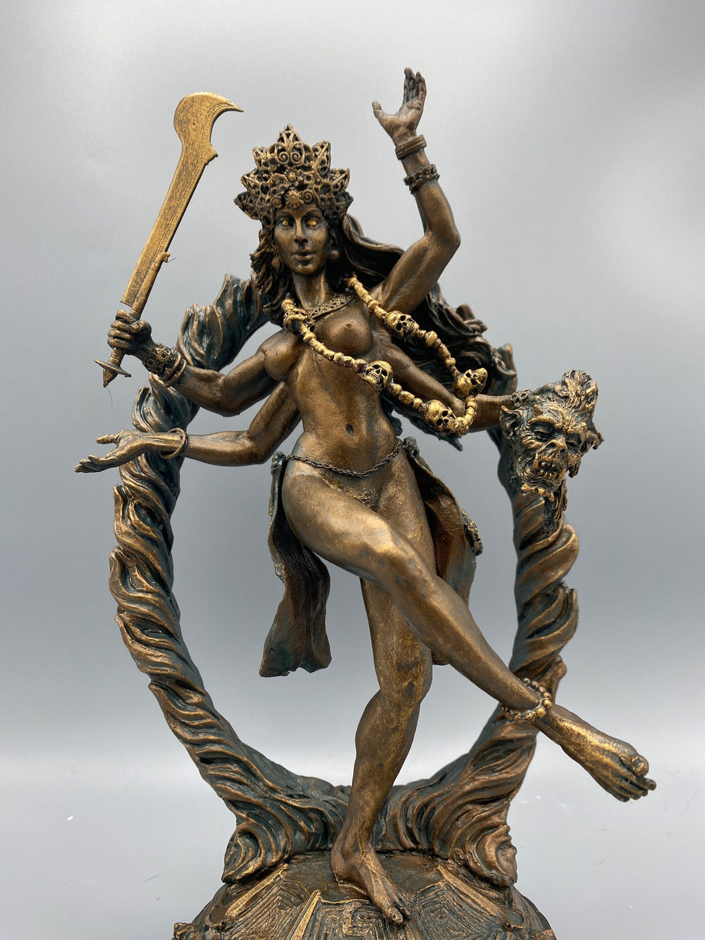 Kali Goddess Statue, Hand Painted Resin Sculpture |Mythological Figurine |Myths and Legends Hindu Statue |Mythic Altar Statue for Home Decor