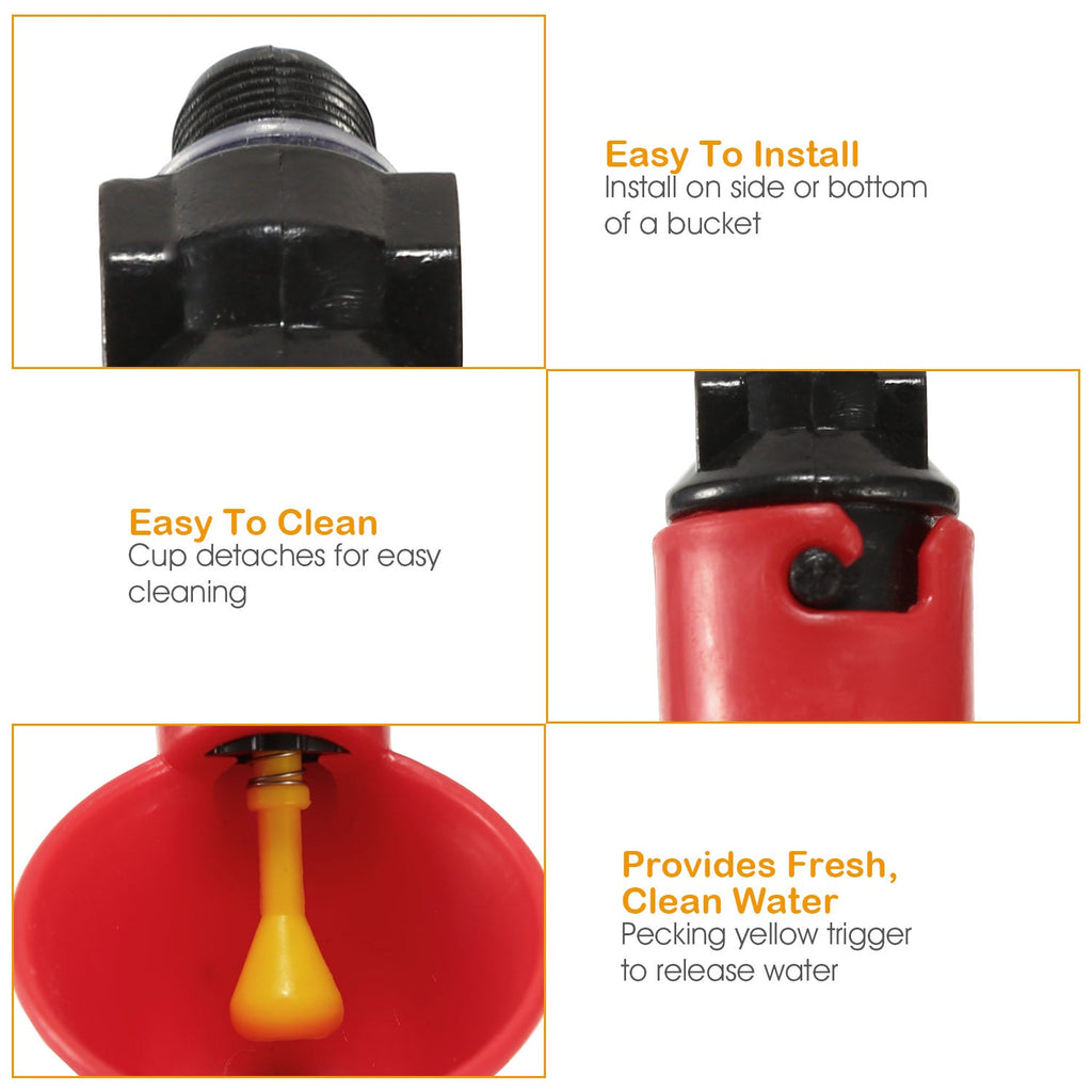 20 Pack Chicken Waterer Automatic Poultry Waterer Chicken Drinker Cups w/Mounting Joint  for Chicken Poultry