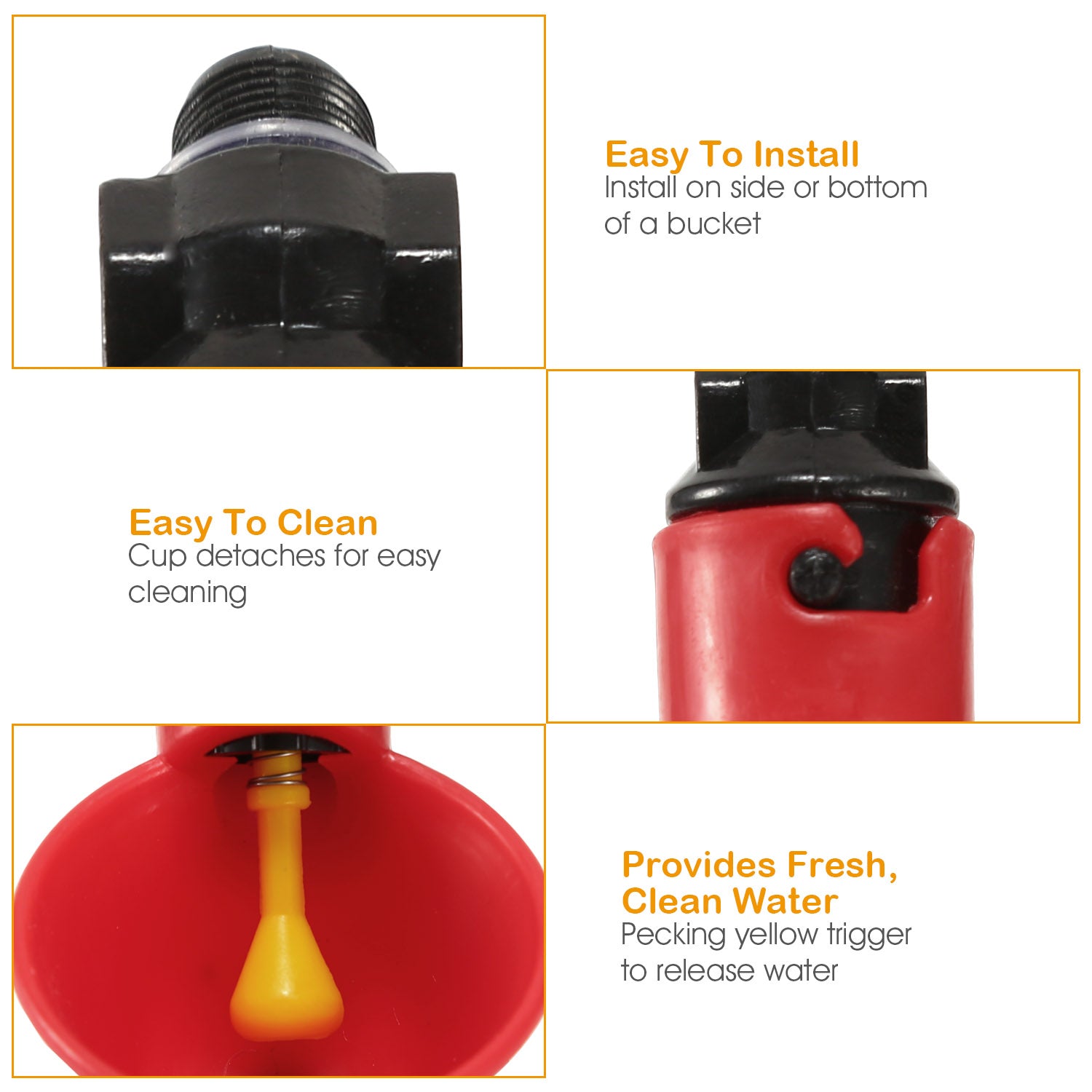 20 Pack Chicken Waterer Automatic Poultry Waterer Chicken Drinker Cups w/Mounting Joint  for Chicken Poultry