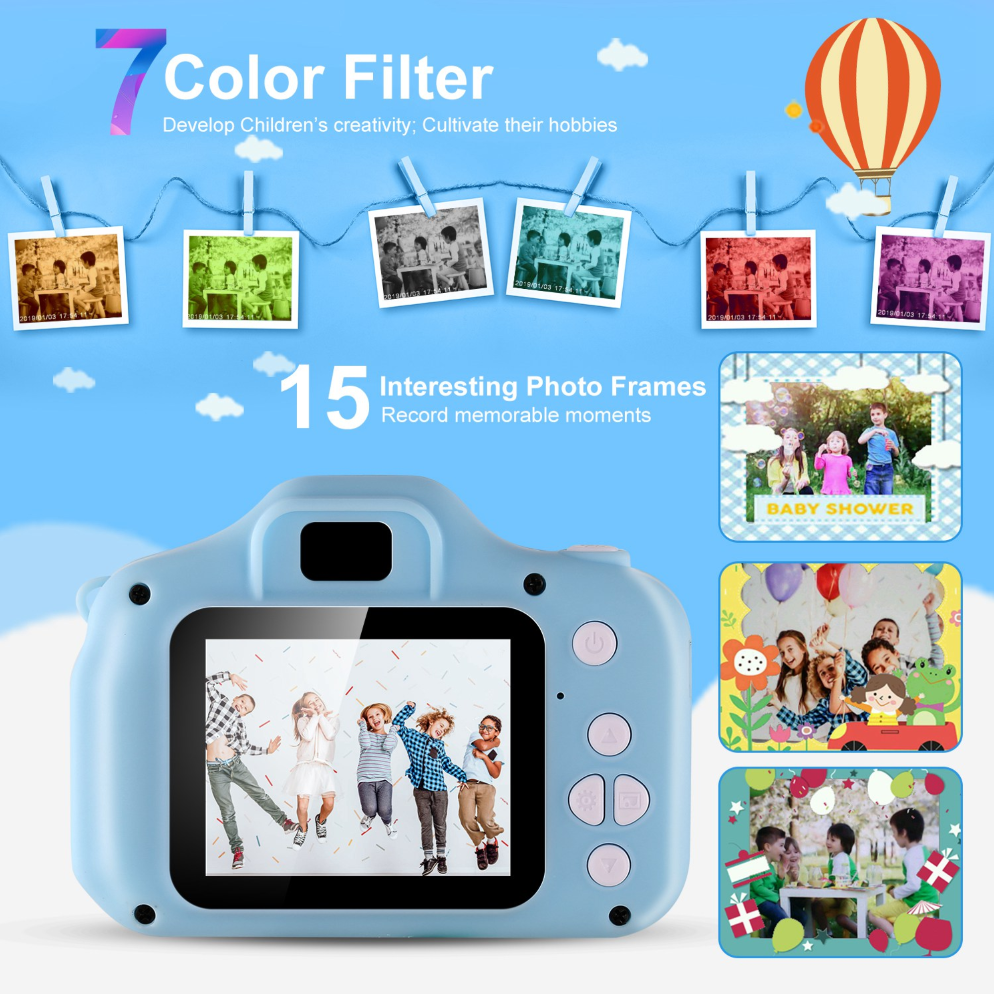 iMounTEK Kids Digital Camera w/ 2.0Ó Screen 12MP 1080P FHD Video Camera 4X Digital Zoom Games 32GB Card Supported Shockproof Child Camcorder for 3-10