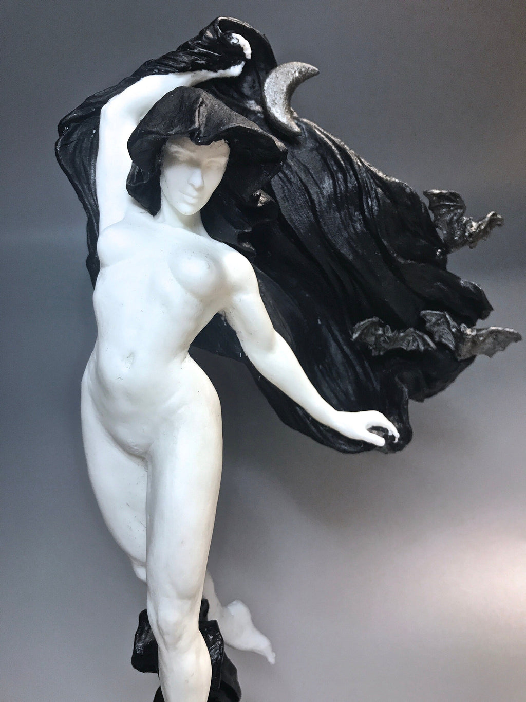 Nyx, the Goddess of the Night Statue, B&W Finish | Mythological Deities Figurine | Myths and Legends Character| Mythic Art for Gothic Decor