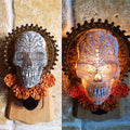 Dia de los Muertos Nightlight, Hand Painted Resin Sculpture | Gothic Night Light |  Day of the Dead Lighting for Gothic Fantasy Home Decor