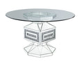 Noralie - 30" Dining Table - Clear Glass, Mirrored & Faux Diamonds