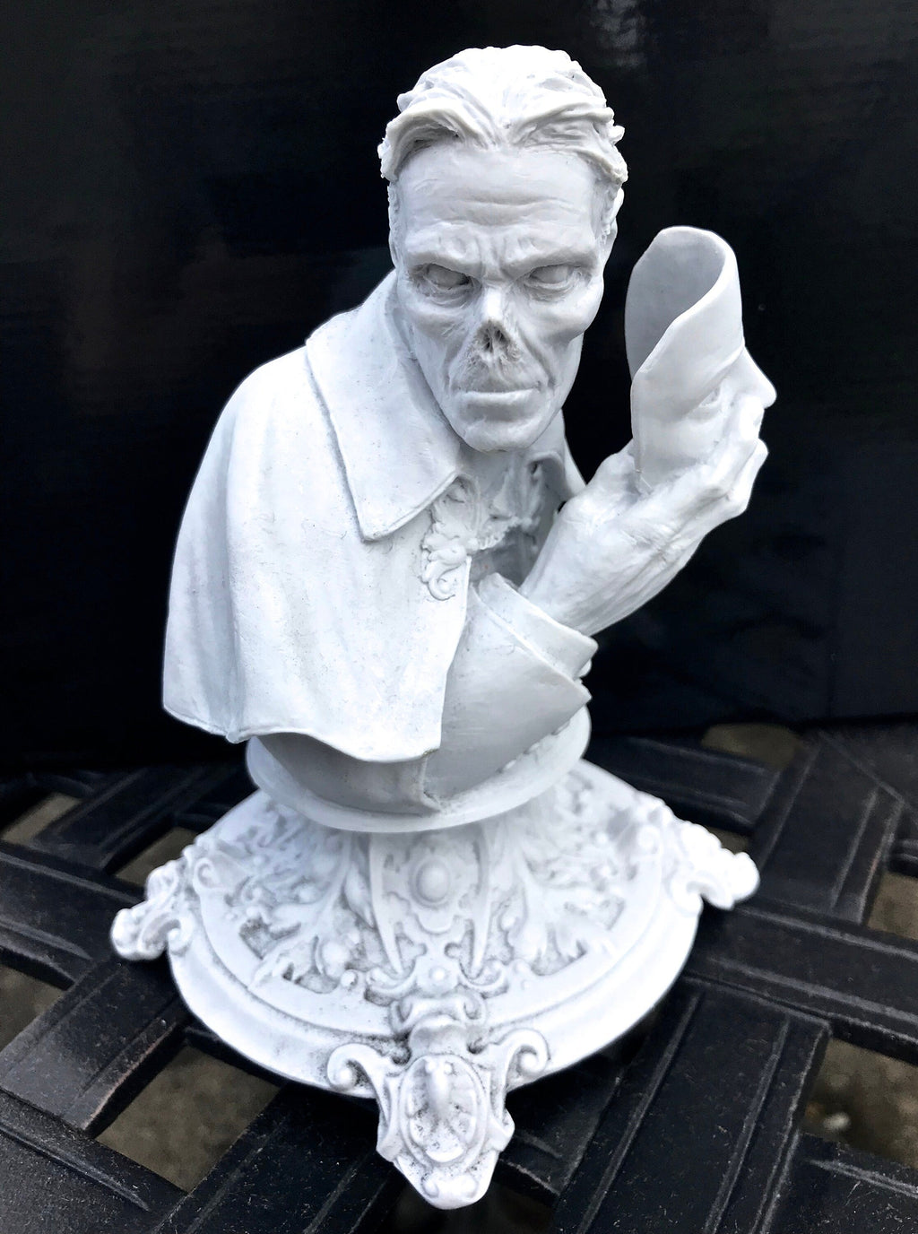 Phantom of the Opera Bust, Hand Painted Resin Sculpture, White |. Halloween Monster Opera Ghost Figurine | Gothic Art for Spooky Home Decor