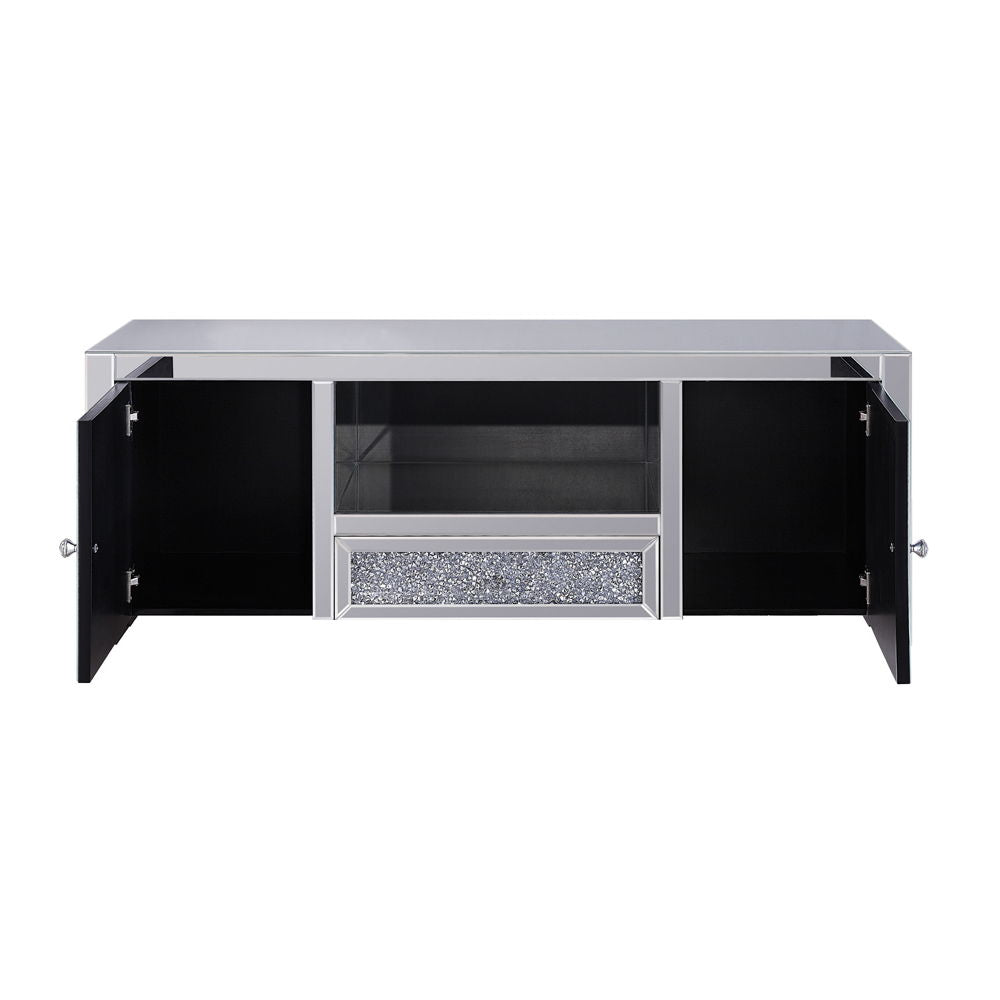 Noralie - TV Stand - Mirrored & Faux Diamonds