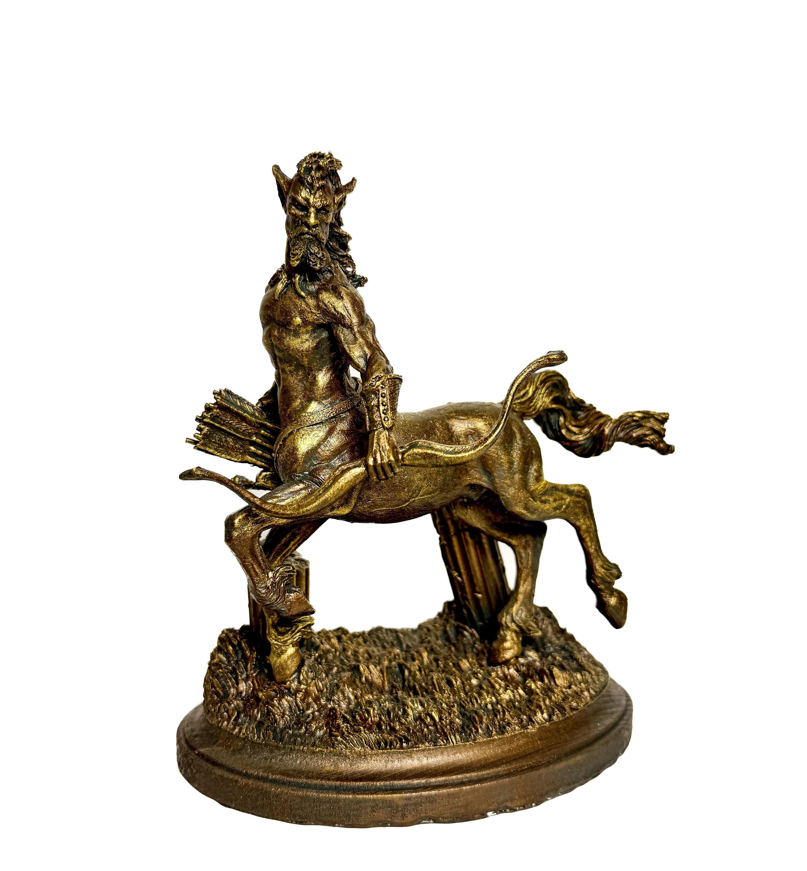 Centaur Statue, Hand Painted Resin Sculpture | Mythical Creature Figurine | Unique Legendary Sagittarius Centaur Figurine. Fantasy Art Decor