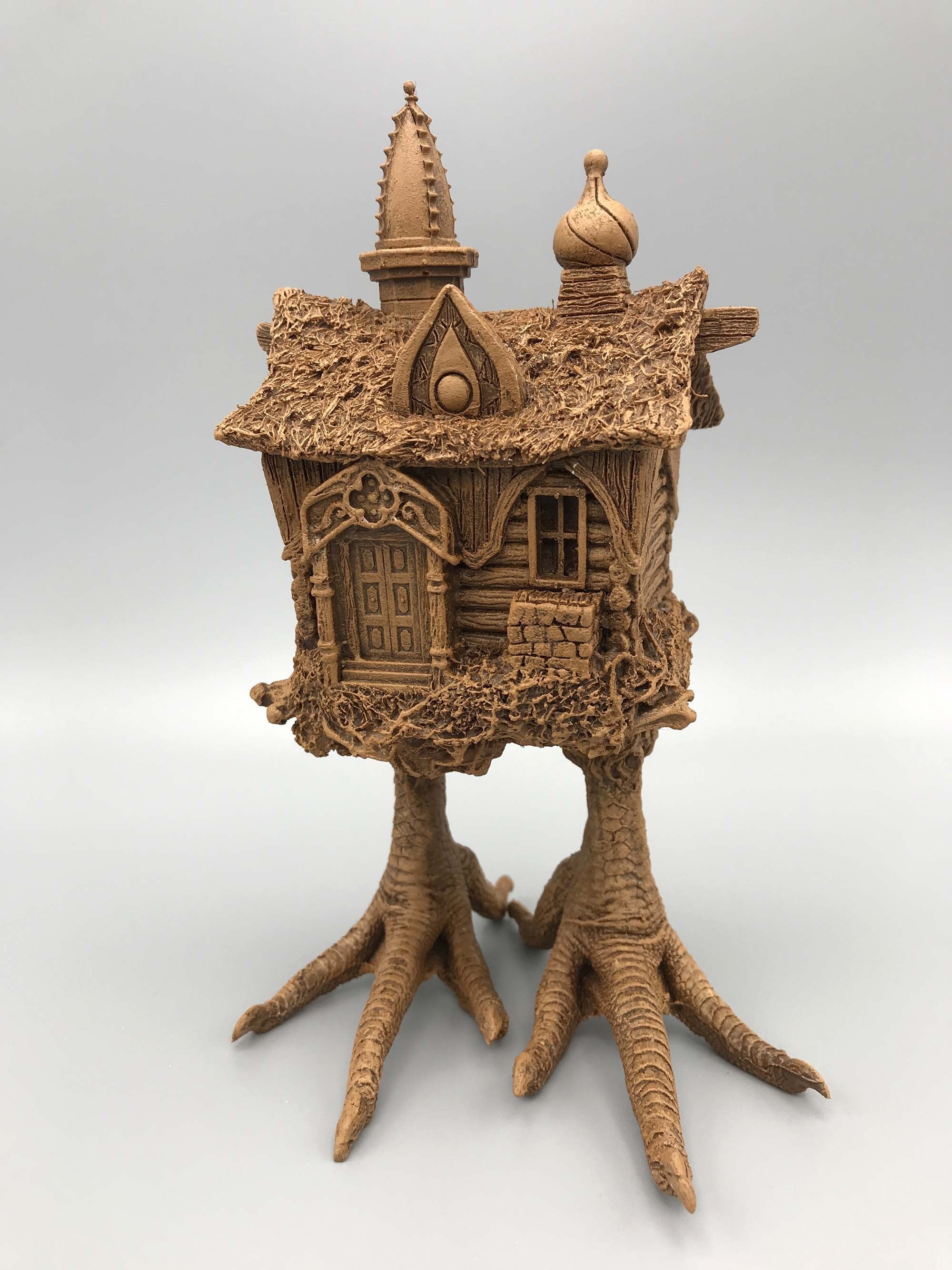 Baba Yaga Hut Statue, Hand Painted Resin Sculpture | Russian Folklore Figurine | Witch House Statue | Fantasy Art for Gothic Home Decor