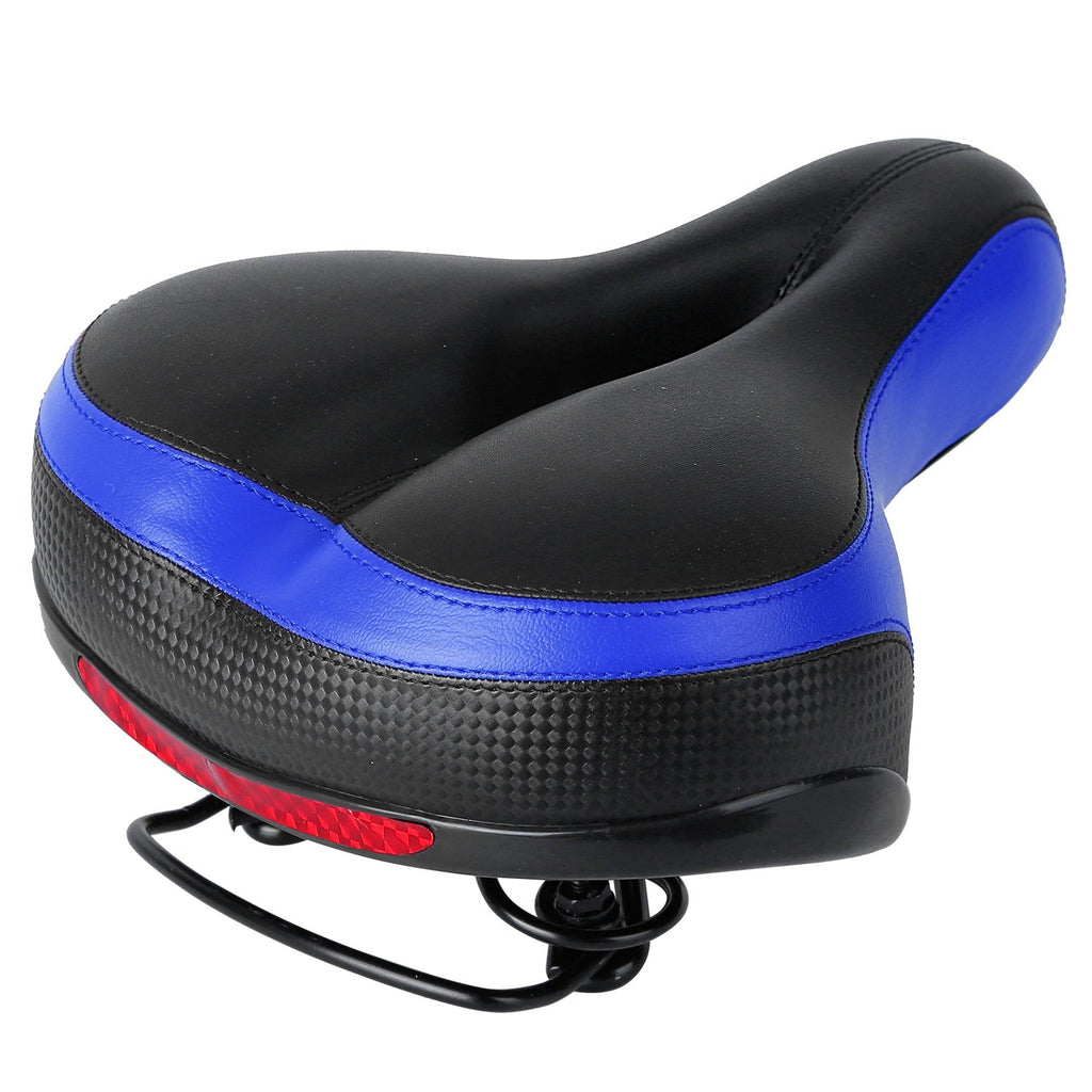 Bike Seat Water-Resistant Comfortable Bicycle Padded Saddle Wear Resistant Hollow Leather  _x000B__x000B_Seat Cushion w/ Dual Springs Reflective Strip for Mountai