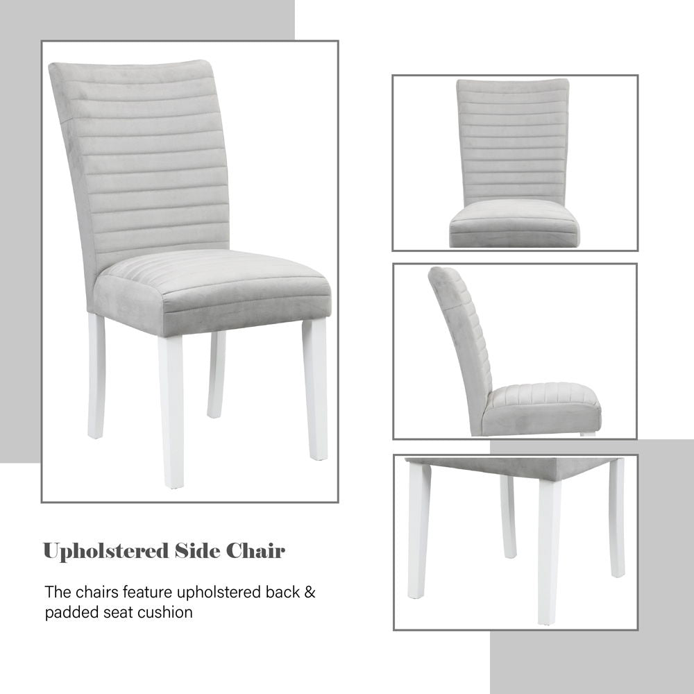 Elizaveta - Side Chair (Set of 2) - Gray Velvet &White High Gloss