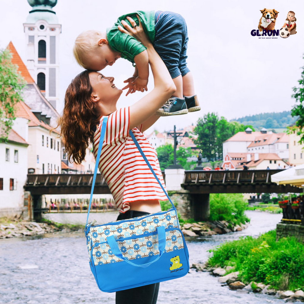 5PCS Baby Nappy Diaper Bags Set Mummy Diaper Shoulder Bags w/ Nappy Changing Pad Insulated Pockets Travel Tote Bags For Mom Dad